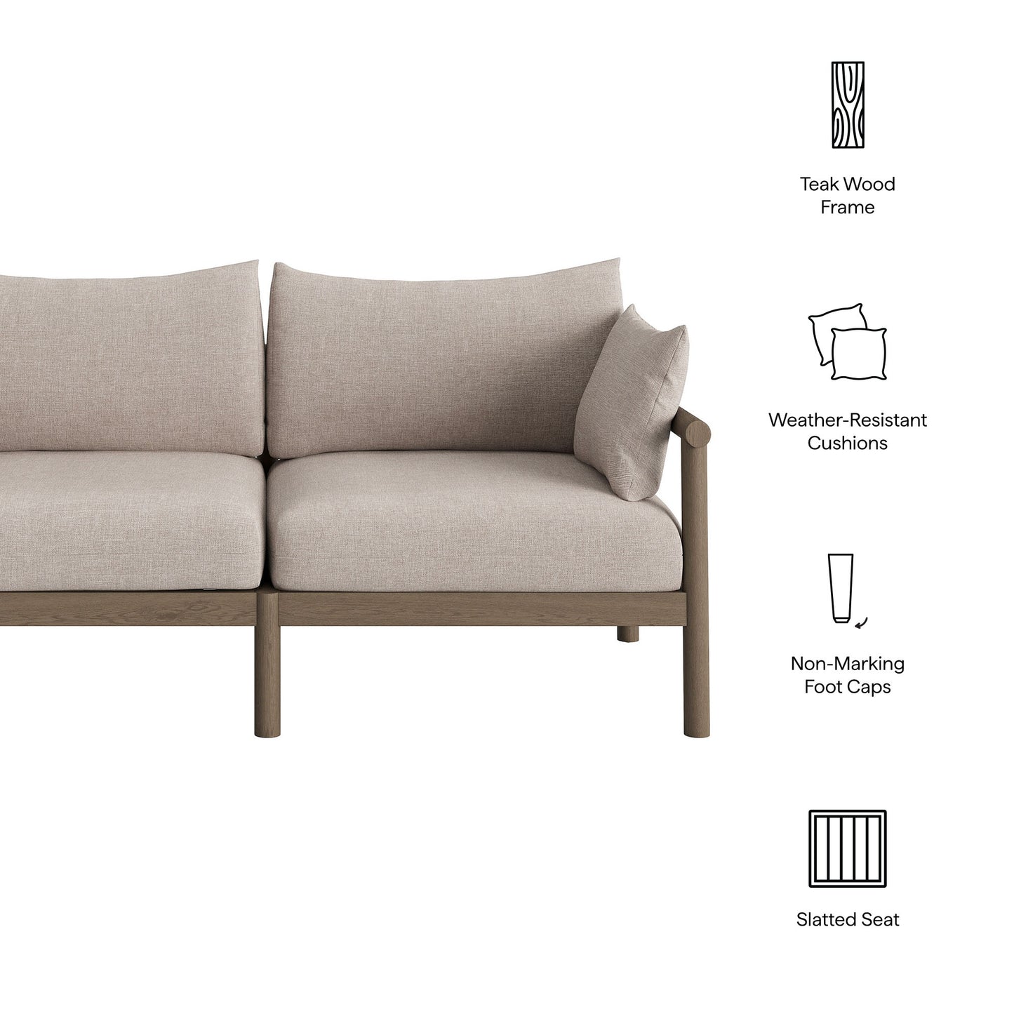 Eleni Outdoor Patio Teak Wood Loveseat by Modway