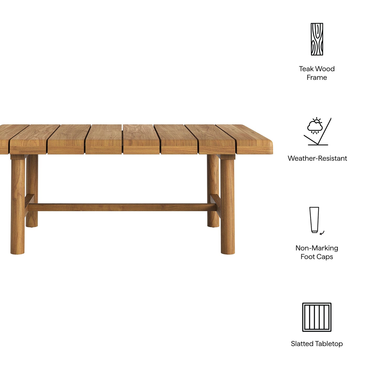 Eleni 41-Inch Outdoor Patio Teak Wood Coffee Table by Modway