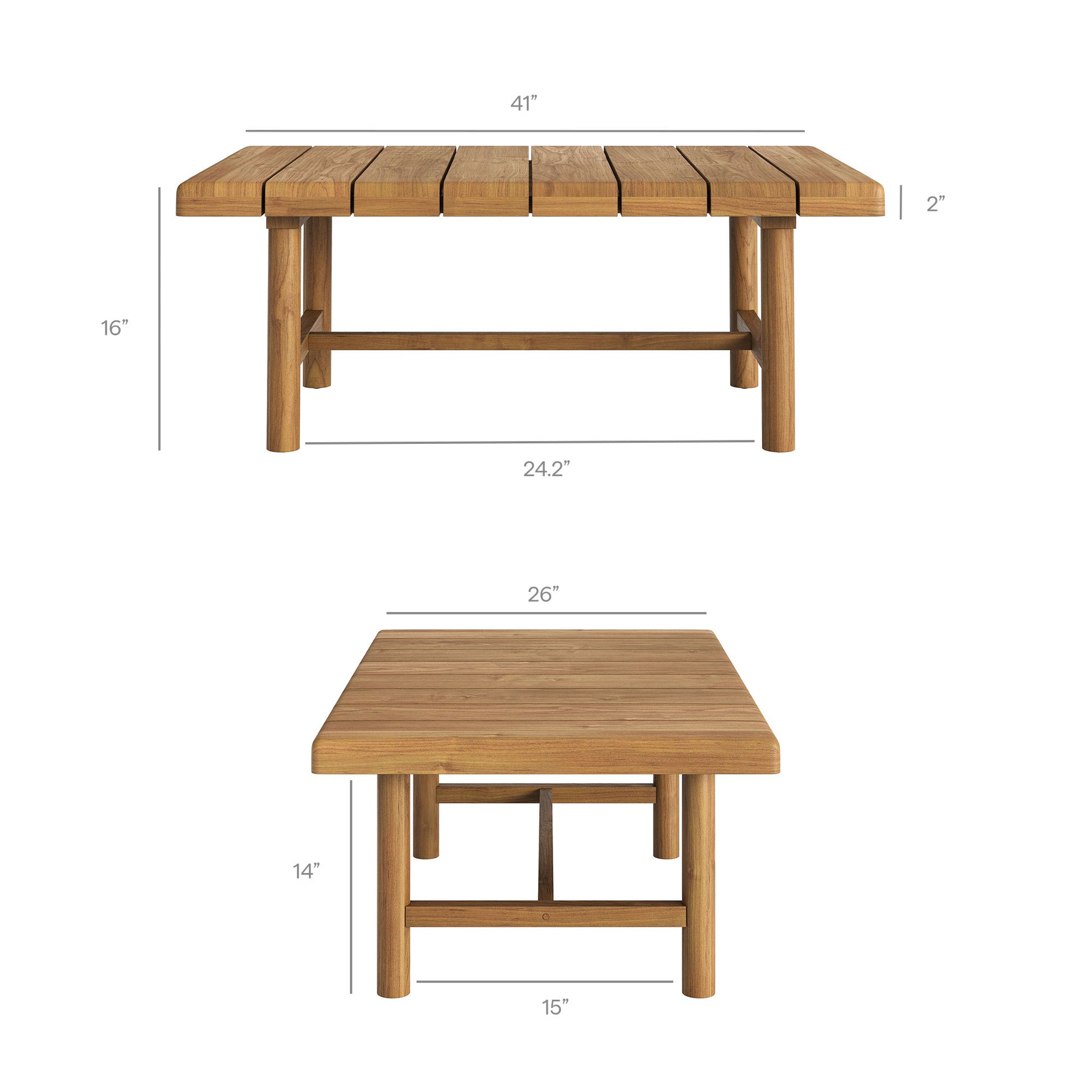Eleni 41-Inch Outdoor Patio Teak Wood Coffee Table by Modway