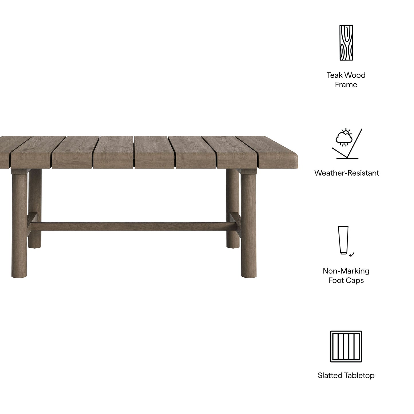 Eleni 41-Inch Outdoor Patio Teak Wood Coffee Table by Modway