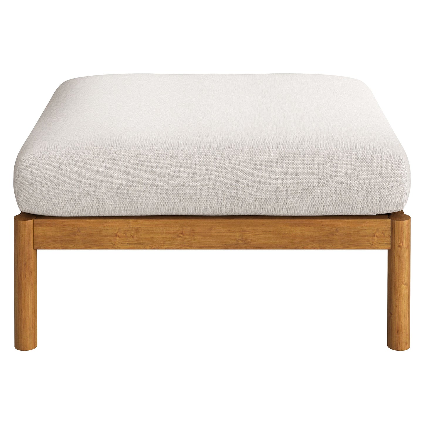 Eleni Square Outdoor Patio Teak Wood Ottoman by Modway