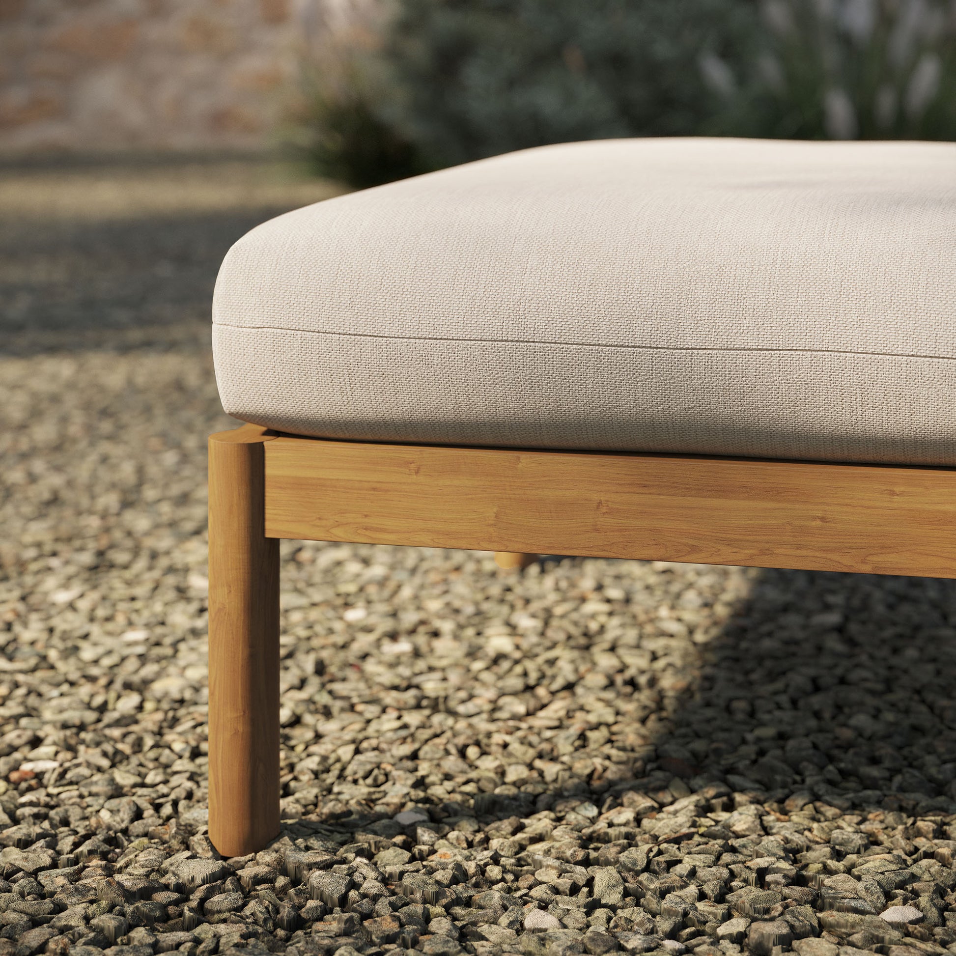 Eleni Square Outdoor Patio Teak Wood Ottoman by Modway