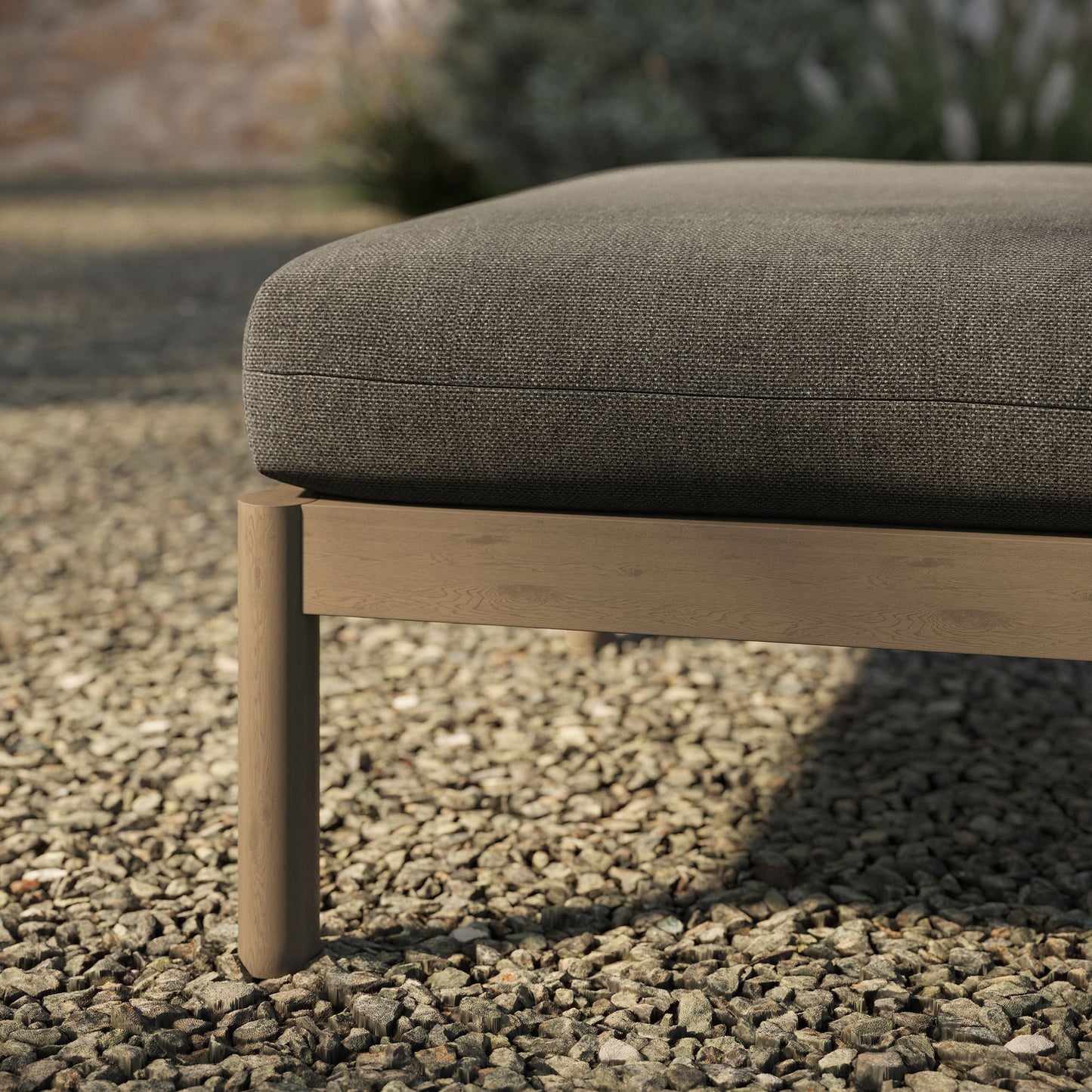 Eleni Square Outdoor Patio Teak Wood Ottoman by Modway