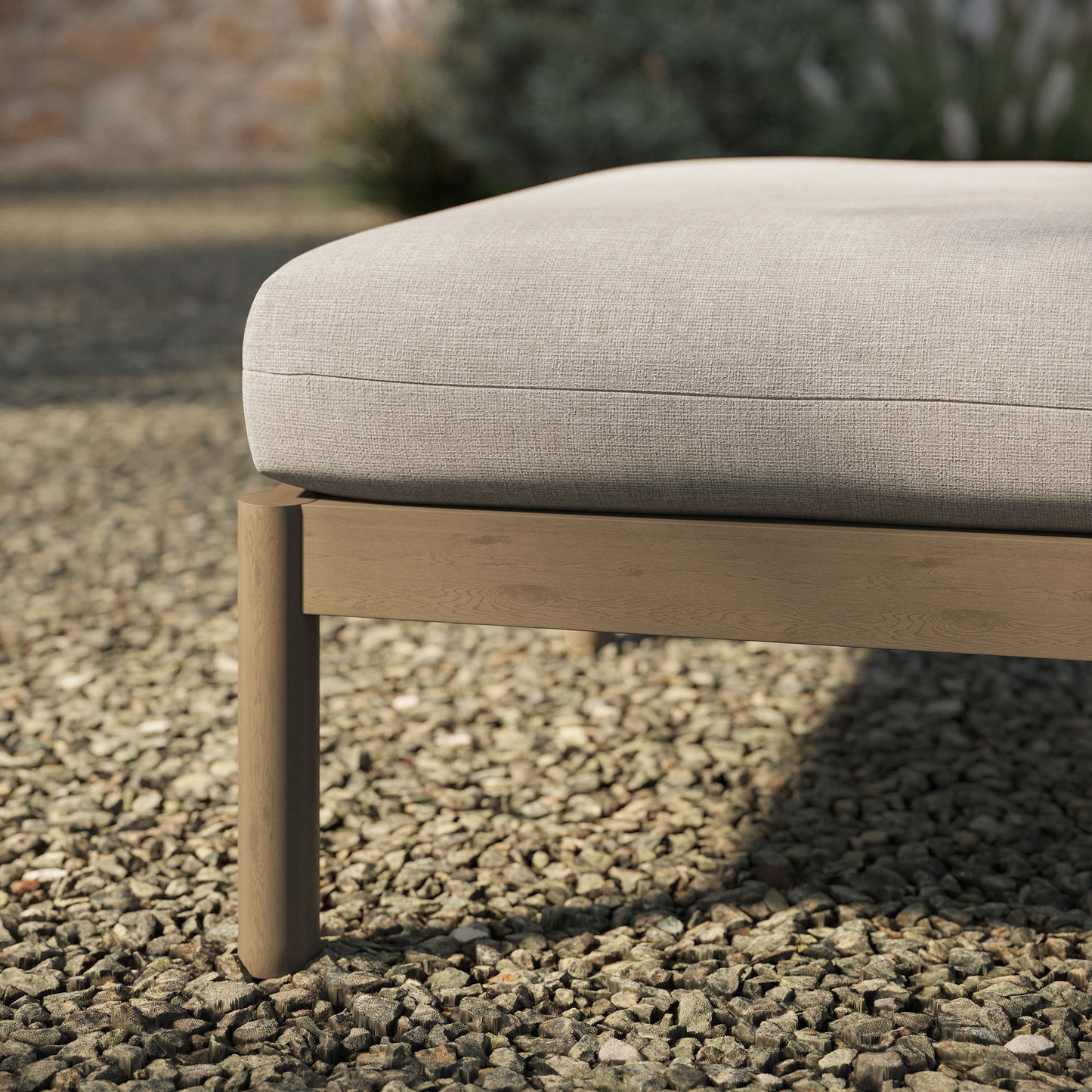 Eleni Square Outdoor Patio Teak Wood Ottoman by Modway