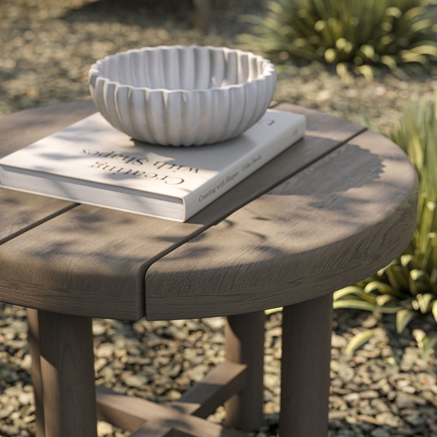 Eleni 20-Inch Round Outdoor Patio Teak Wood Side Table by Modway