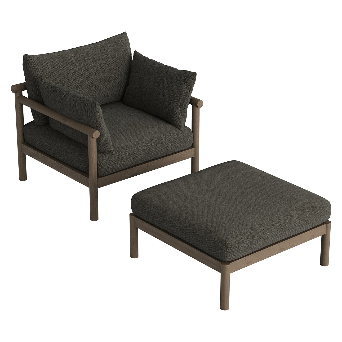 Eleni 2-Piece Outdoor Patio Teak Wood Armchair and Ottoman Set by Modway