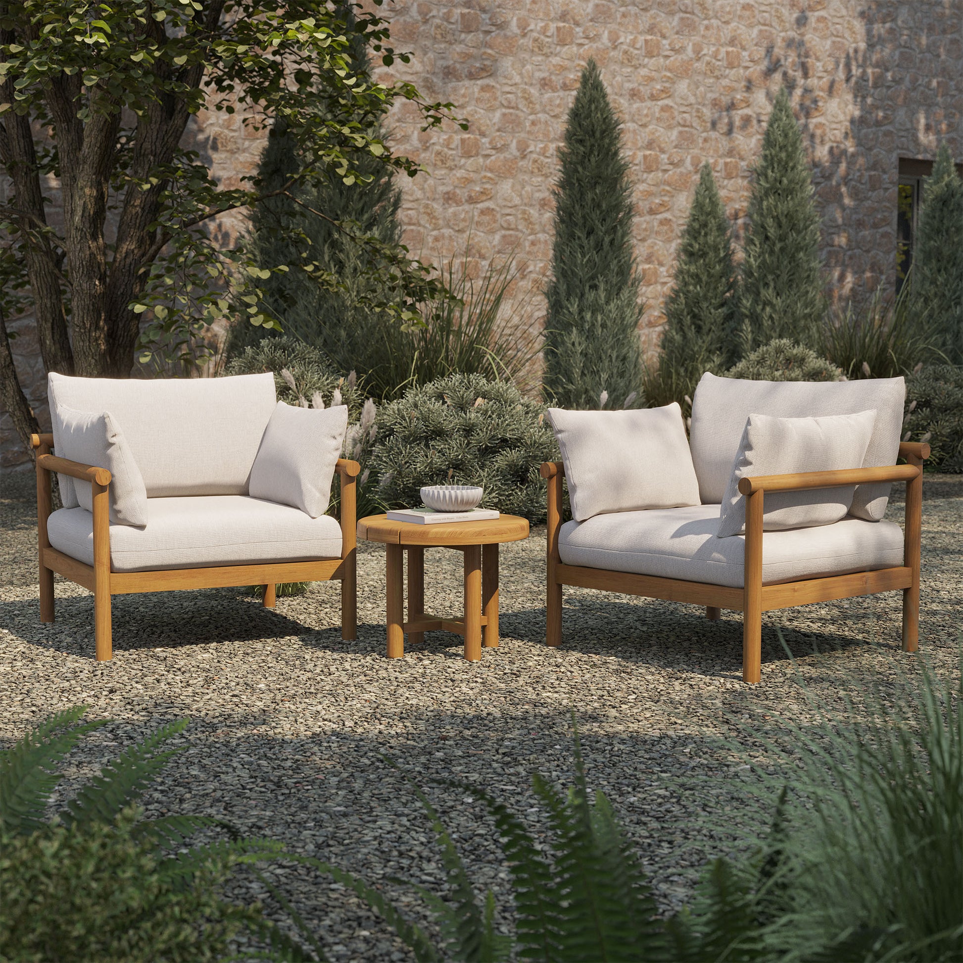 Eleni 3-Piece Outdoor Patio Teak Wood Furniture Set by Modway