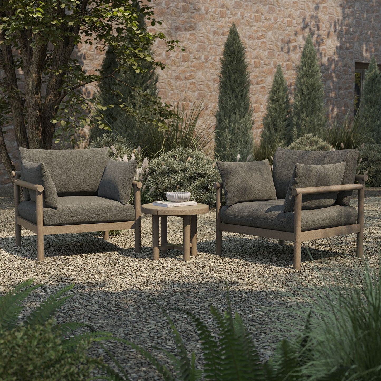 Eleni 3-Piece Outdoor Patio Teak Wood Furniture Set by Modway