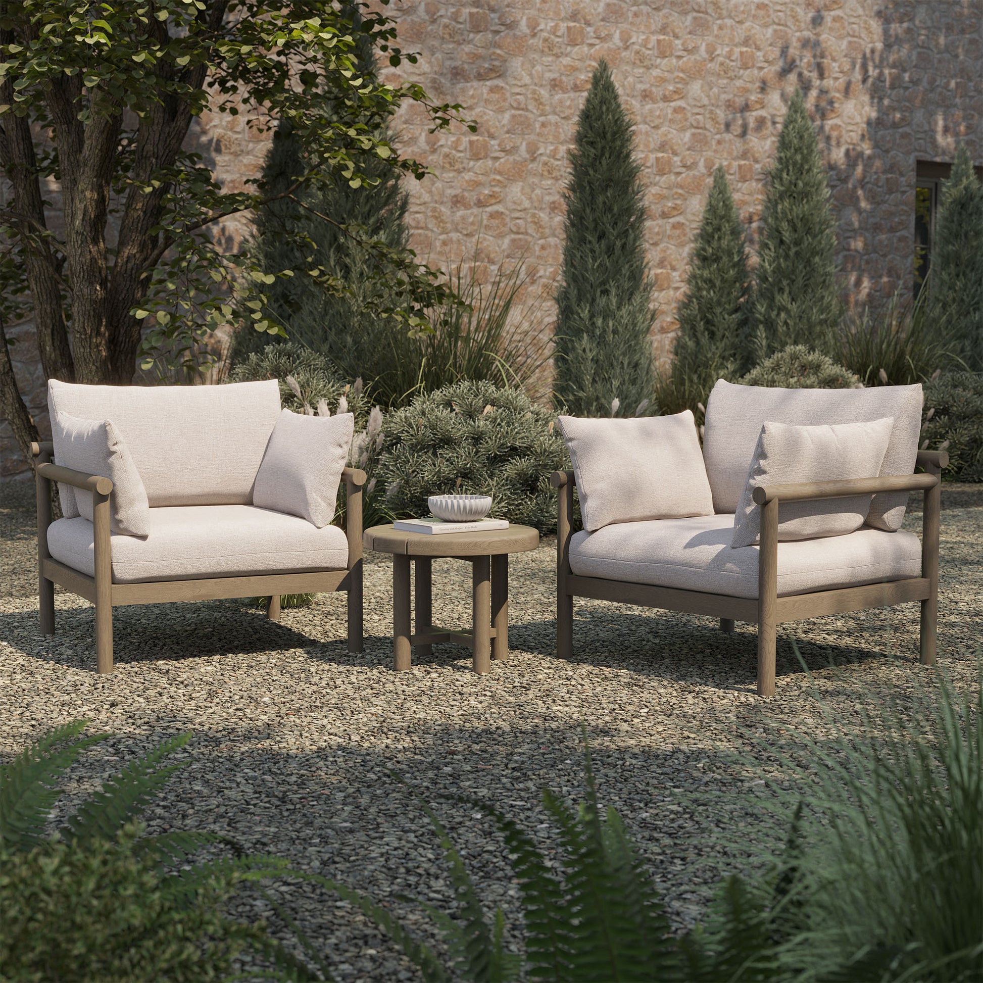 Eleni 3-Piece Outdoor Patio Teak Wood Furniture Set by Modway