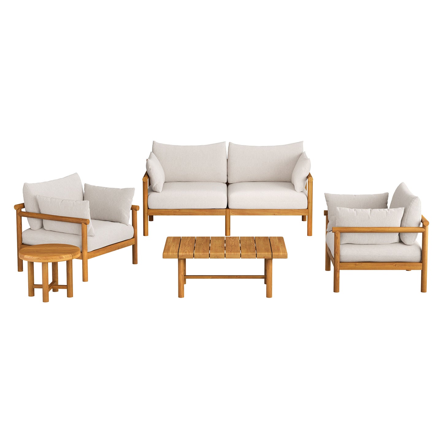 Eleni 5-Piece Outdoor Patio Teak Wood Furniture Set by Modway