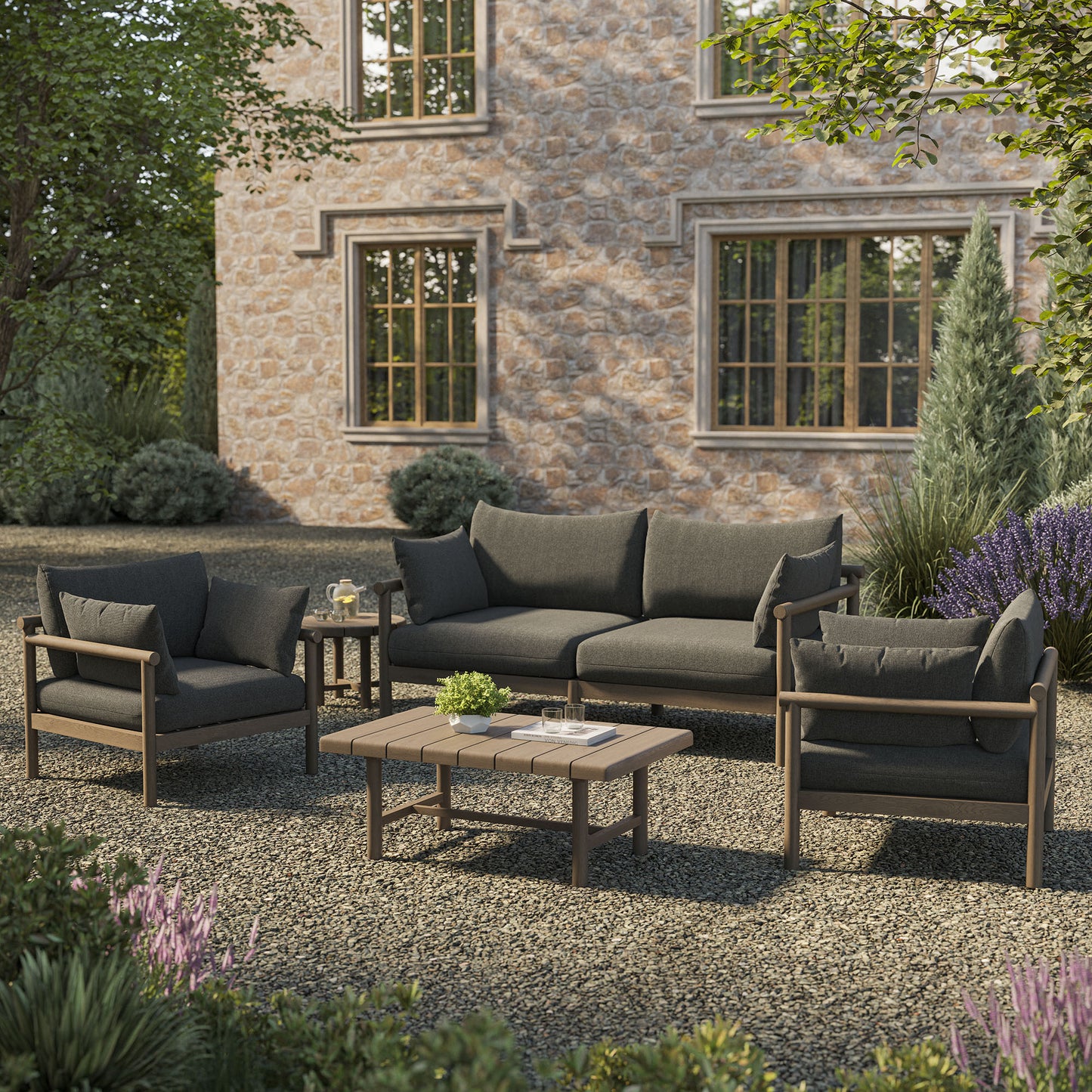 Eleni 5-Piece Outdoor Patio Teak Wood Furniture Set by Modway