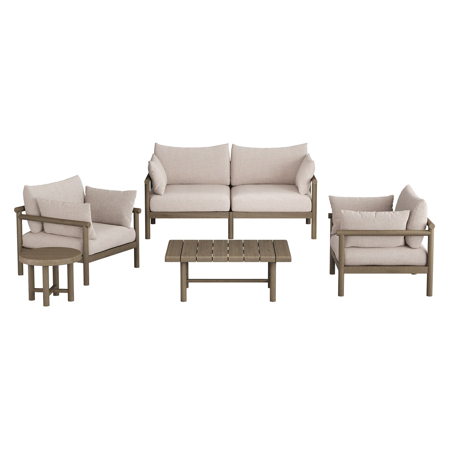 Eleni 5-Piece Outdoor Patio Teak Wood Furniture Set by Modway