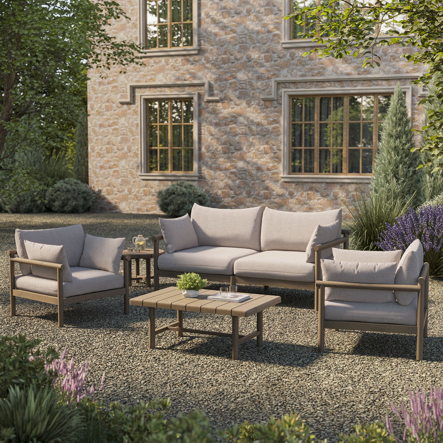 Eleni 5-Piece Outdoor Patio Teak Wood Furniture Set by Modway