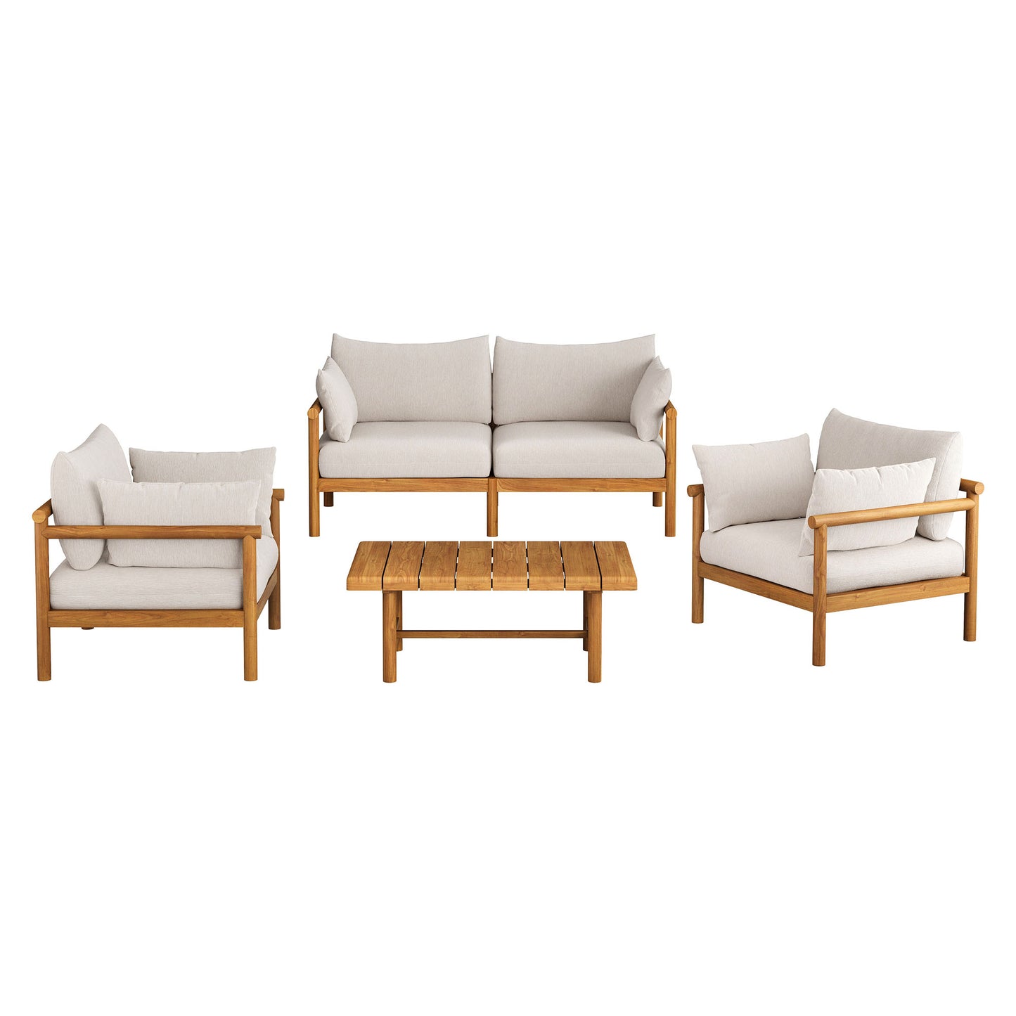 Eleni 4-Piece Outdoor Patio Teak Wood Sofa Set by Modway