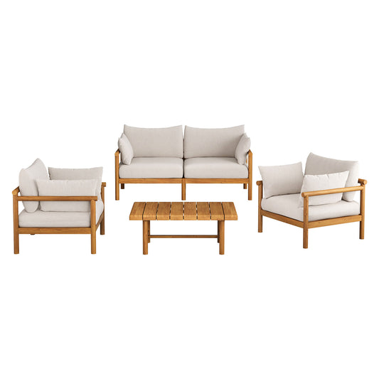 Eleni 4-Piece Outdoor Patio Teak Wood Sofa Set by Modway