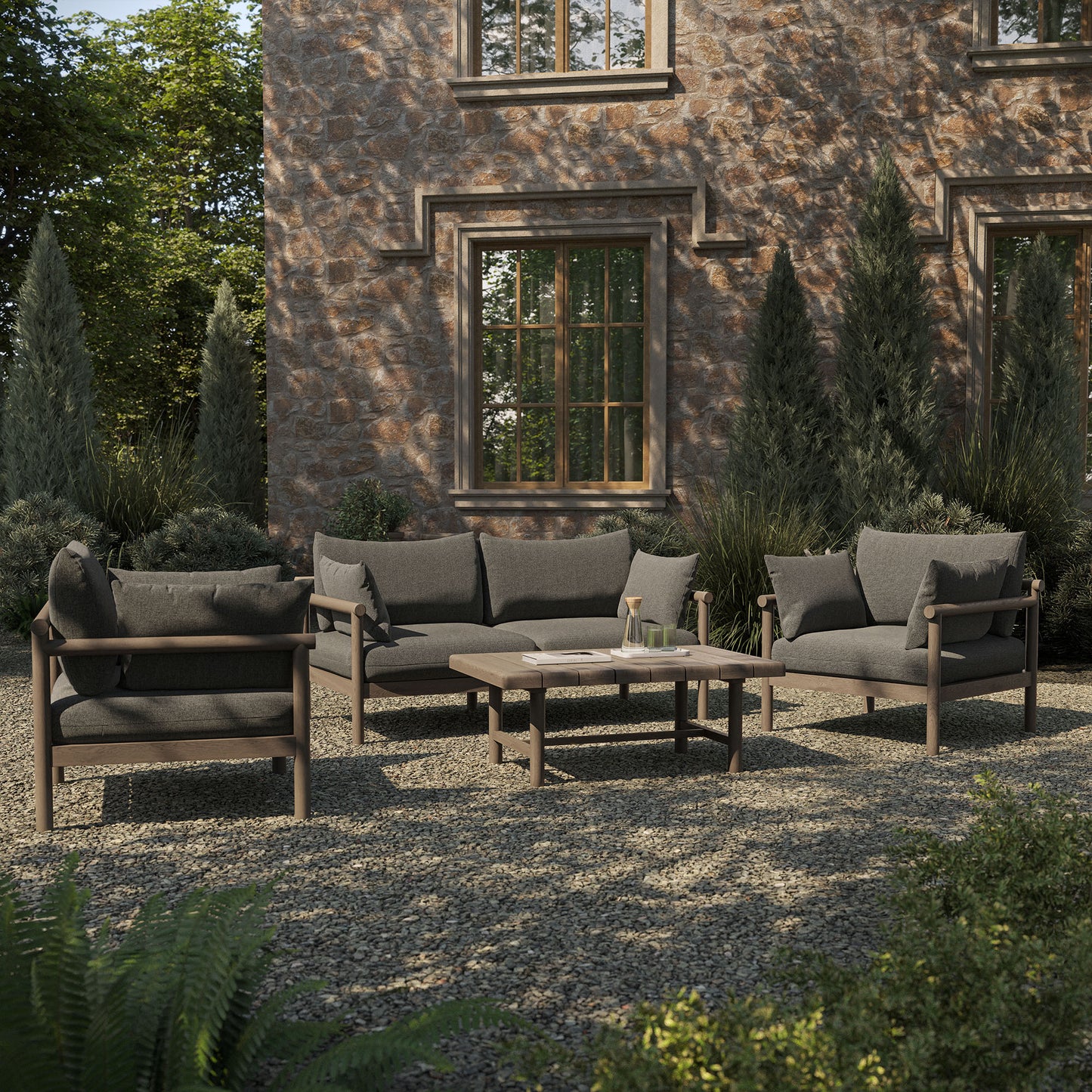 Eleni 4-Piece Outdoor Patio Teak Wood Sofa Set by Modway