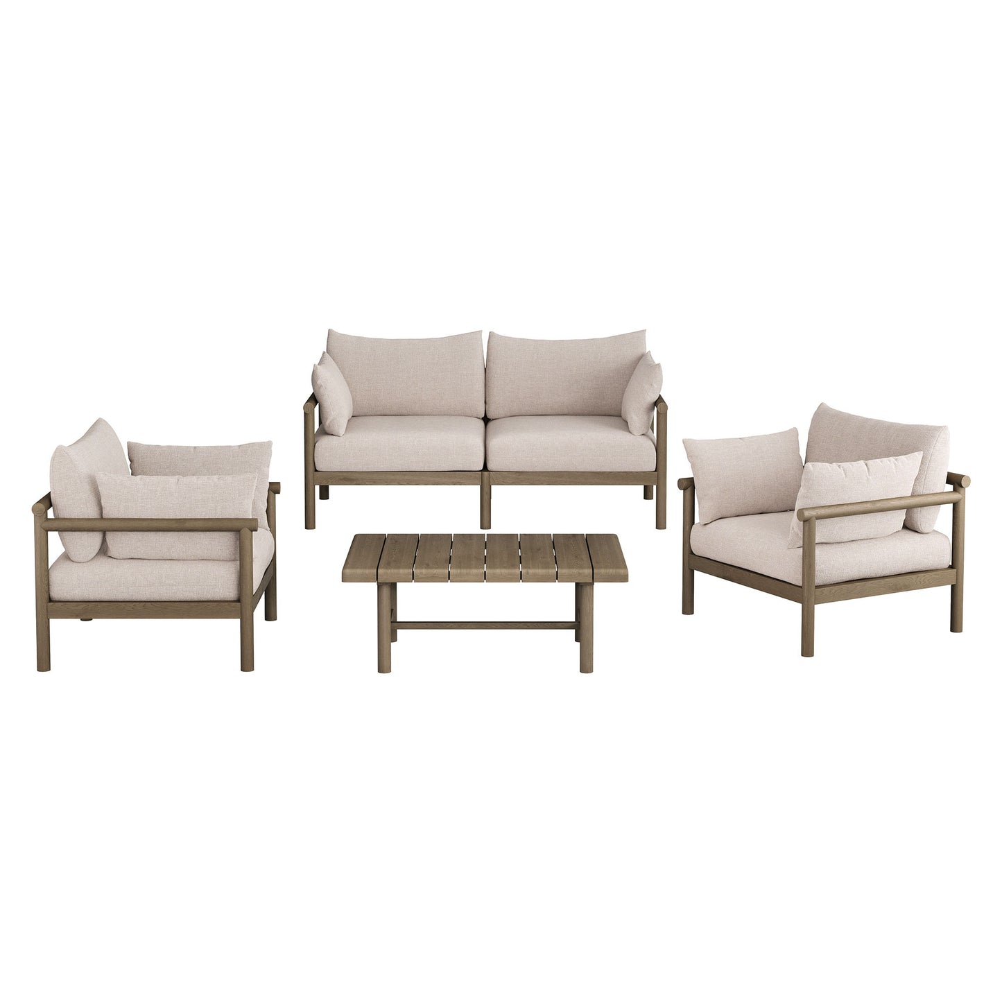Eleni 4-Piece Outdoor Patio Teak Wood Sofa Set by Modway
