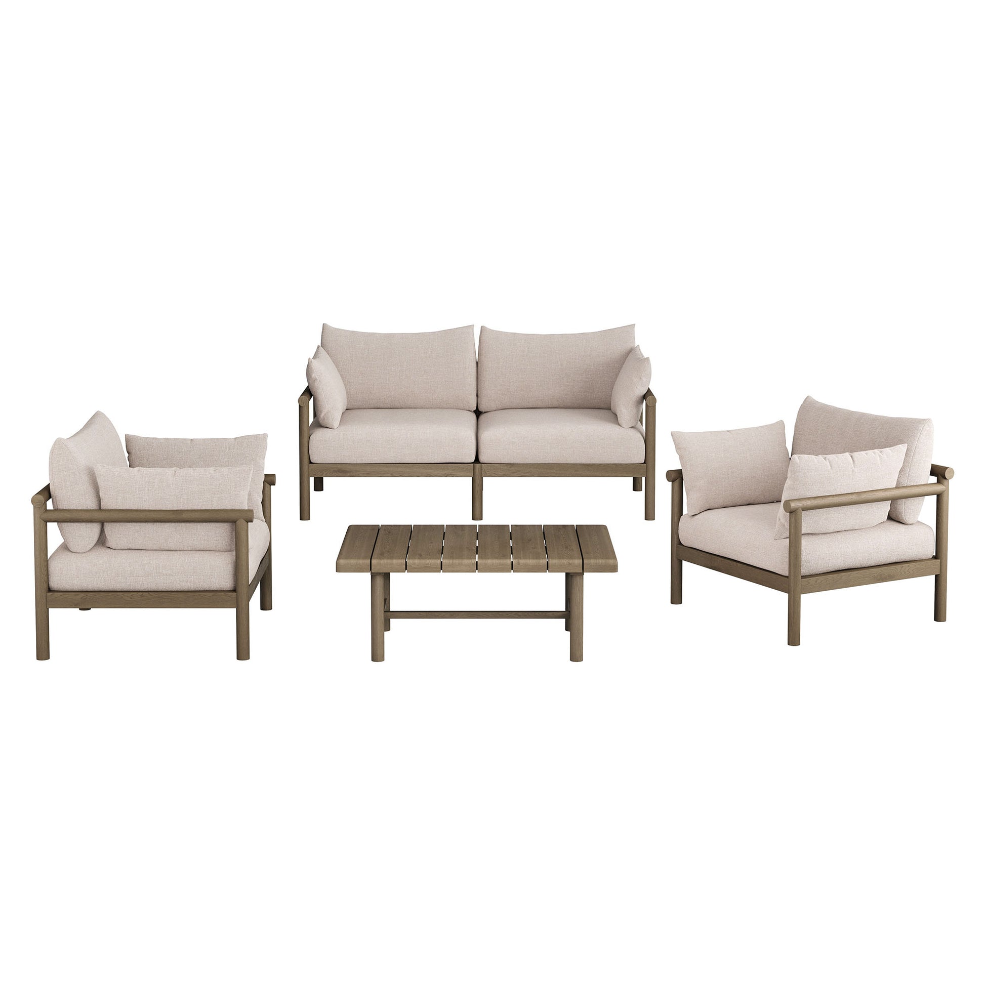 Eleni 4-Piece Outdoor Patio Teak Wood Sofa Set by Modway
