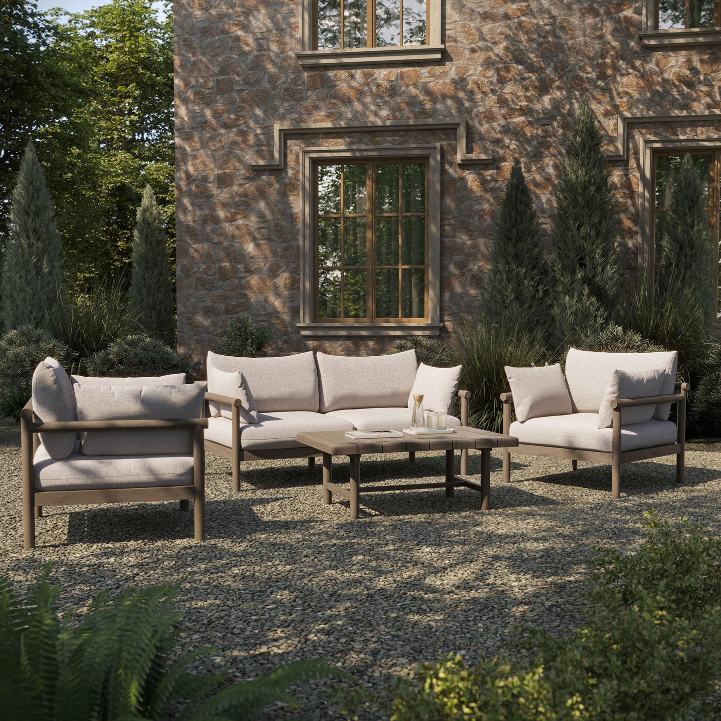 Eleni 4-Piece Outdoor Patio Teak Wood Sofa Set by Modway