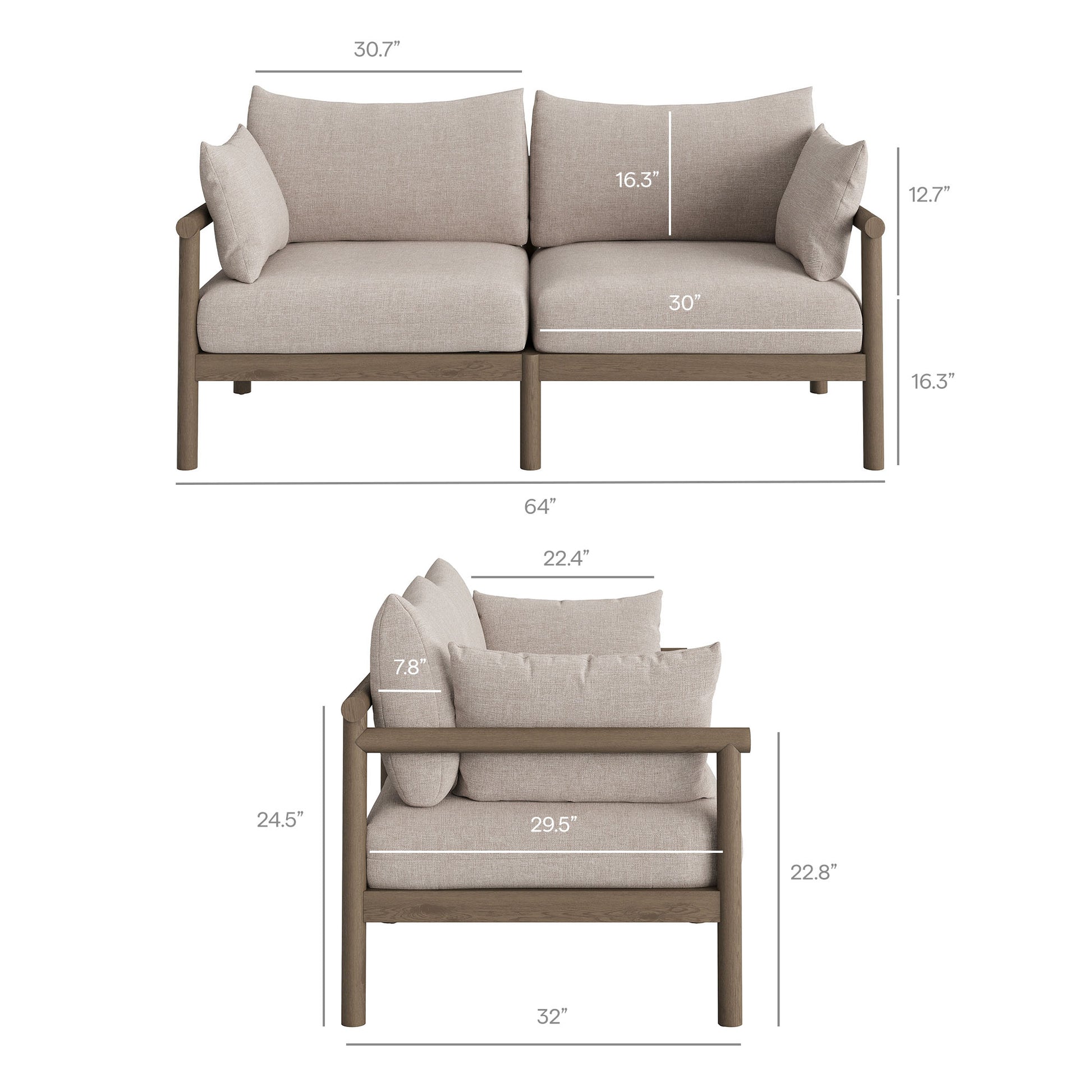 Eleni 4-Piece Outdoor Patio Teak Wood Sofa Set by Modway