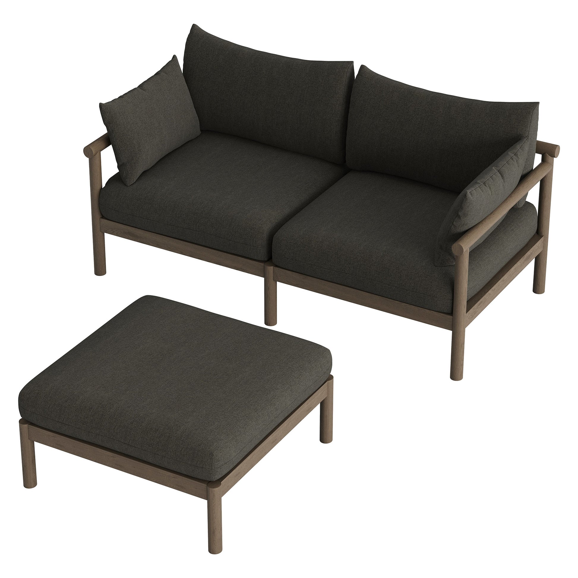 Eleni 2-Piece Outdoor Patio Teak Wood Loveseat with Ottoman Set by Modway