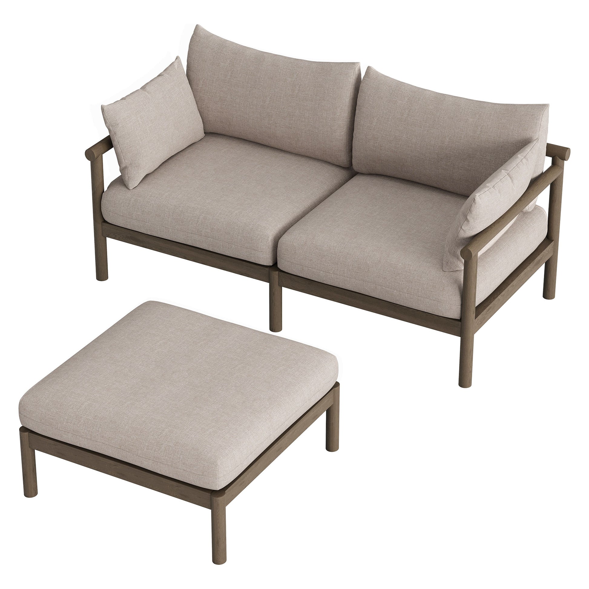 Eleni 2-Piece Outdoor Patio Teak Wood Loveseat with Ottoman Set by Modway
