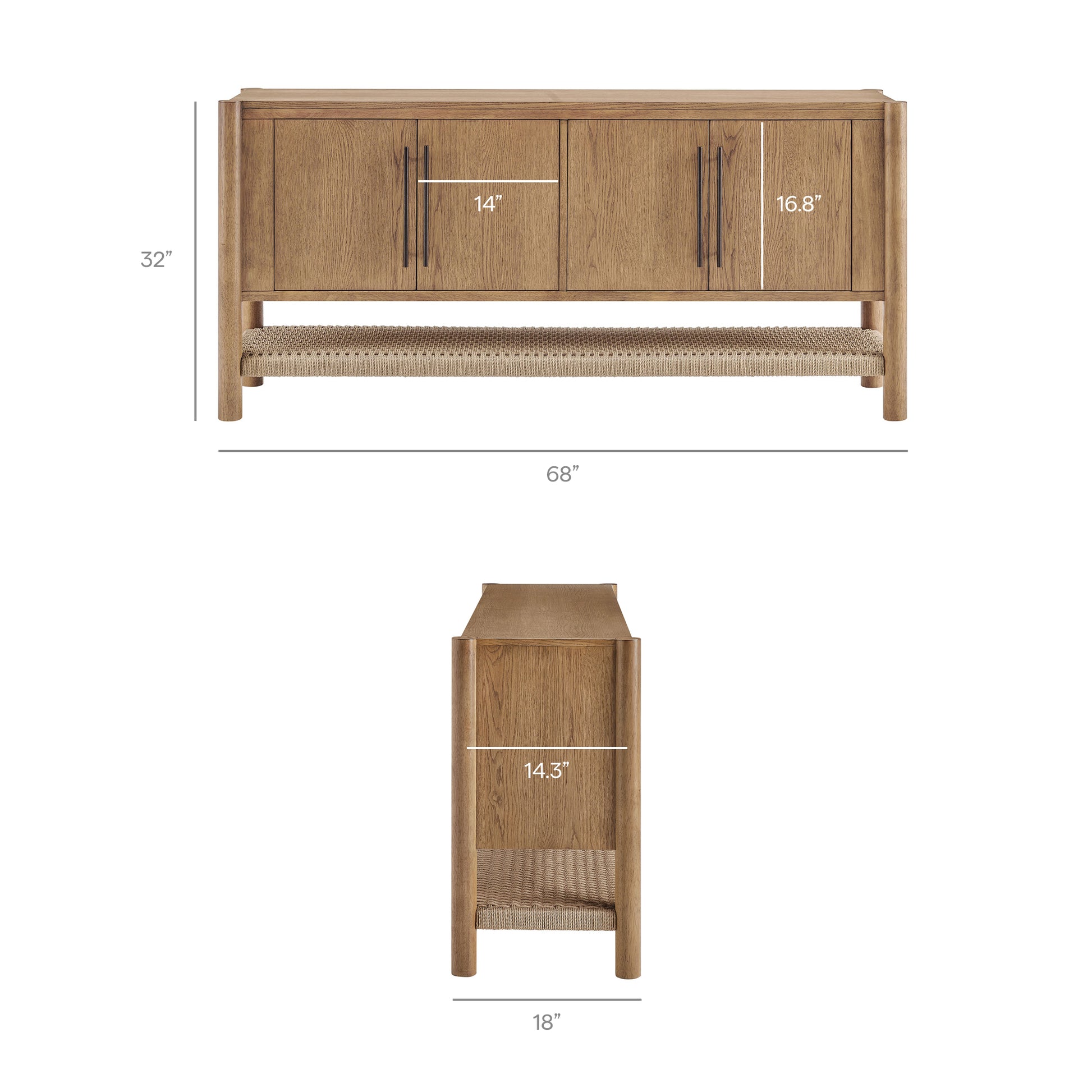 Taschen 4-Door Wood Sideboard Cabinet by Modway