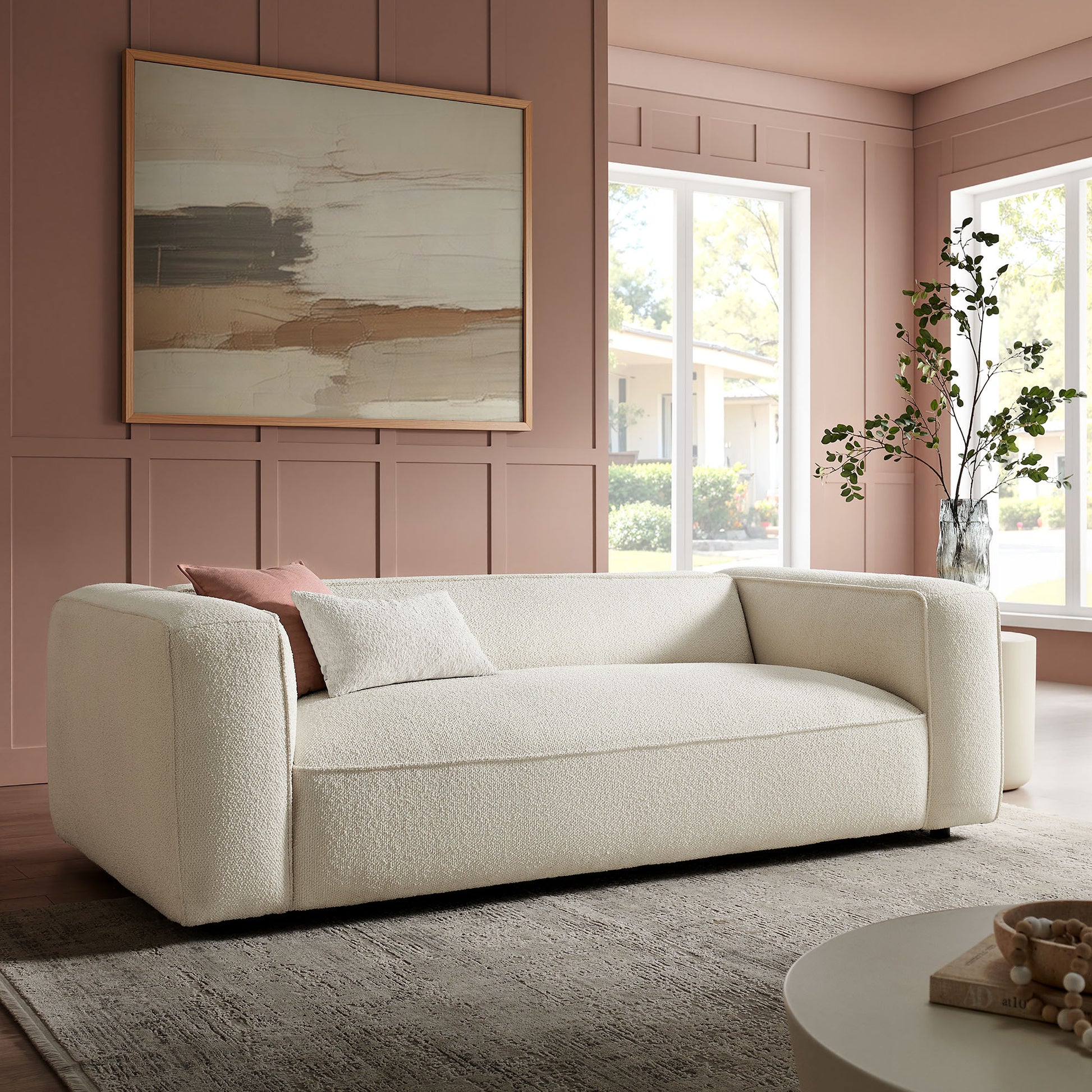 Auren 88 Inch Lattice Bouclé Upholstered Sofa by Modway