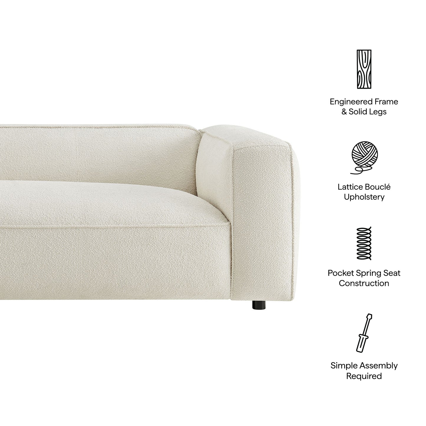 Auren 88 Inch Lattice Bouclé Upholstered Sofa by Modway