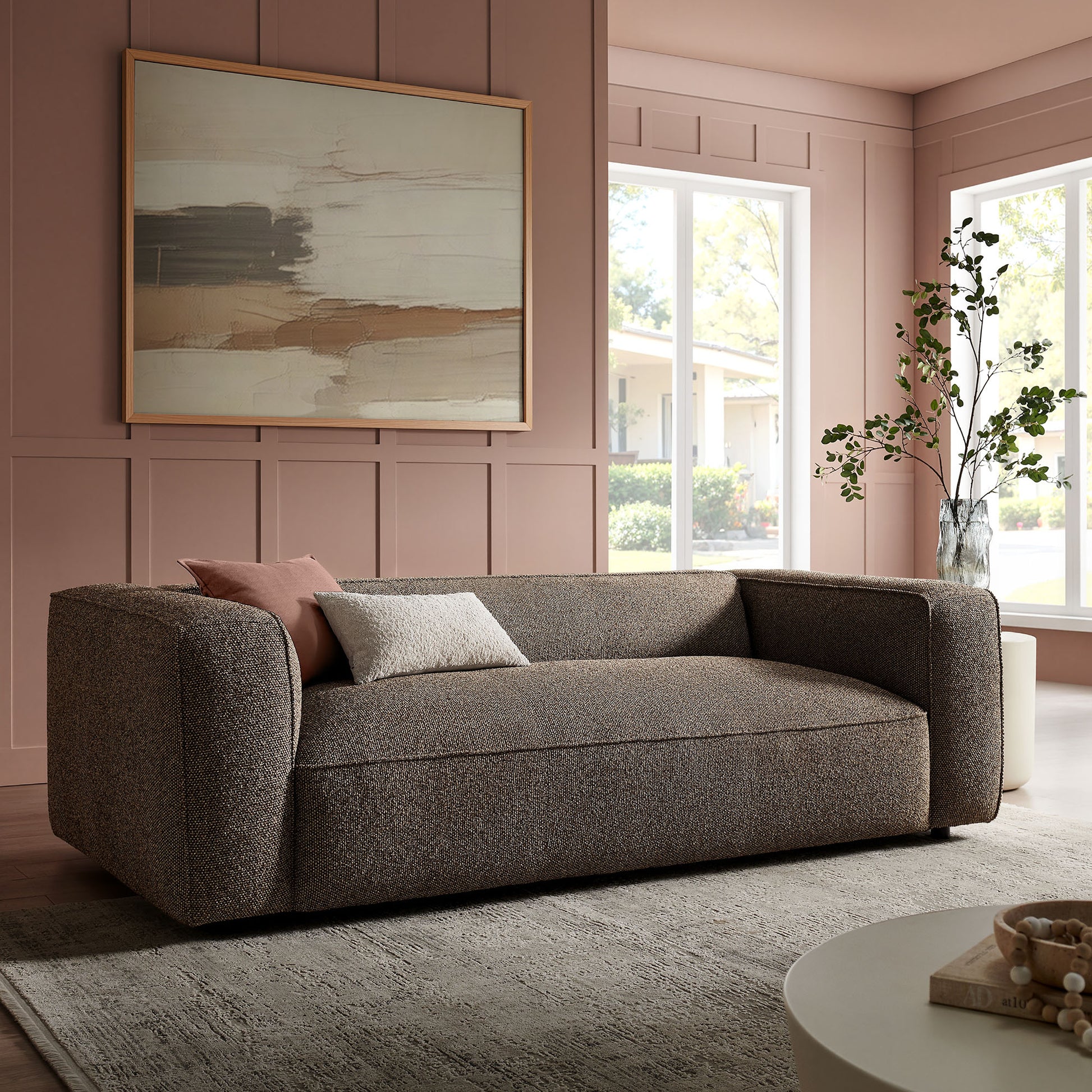 Auren 88 Inch Lattice Bouclé Upholstered Sofa by Modway