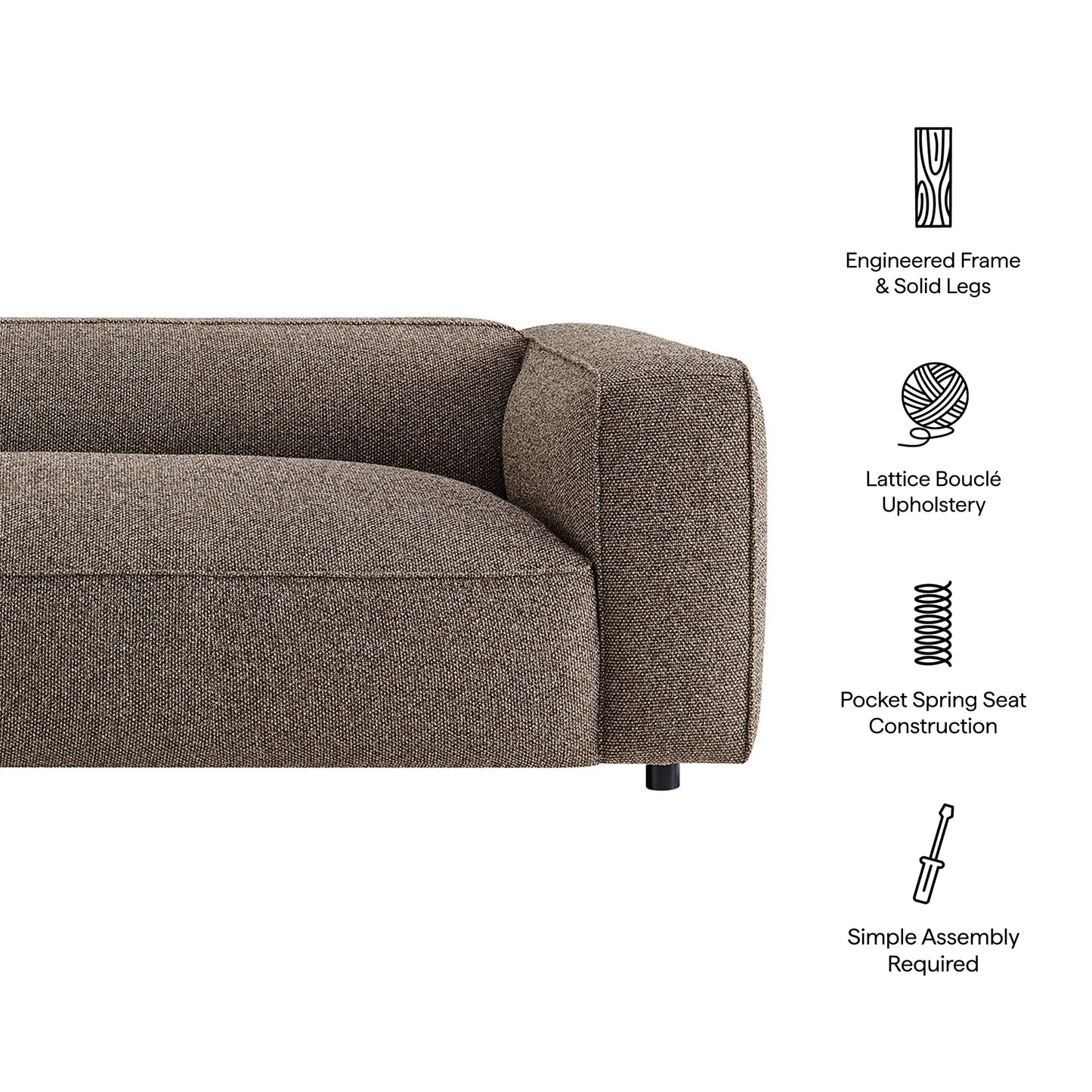 Auren 88 Inch Lattice Bouclé Upholstered Sofa by Modway