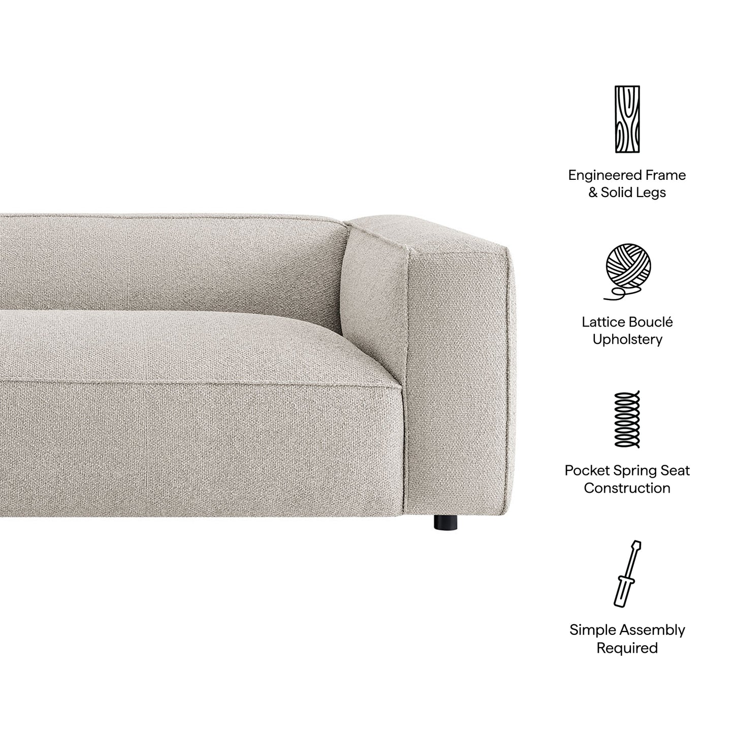 Auren 88 Inch Lattice Bouclé Upholstered Sofa by Modway