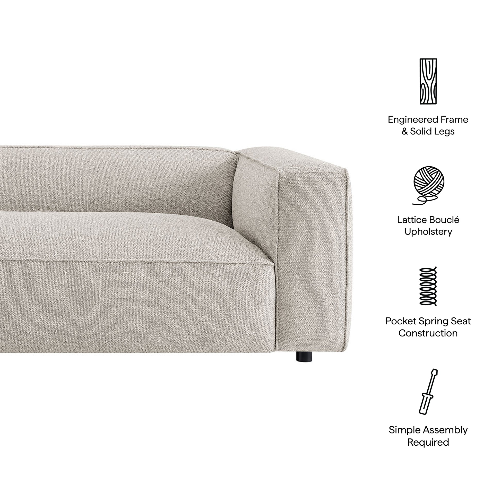 Auren 88 Inch Lattice Bouclé Upholstered Sofa by Modway