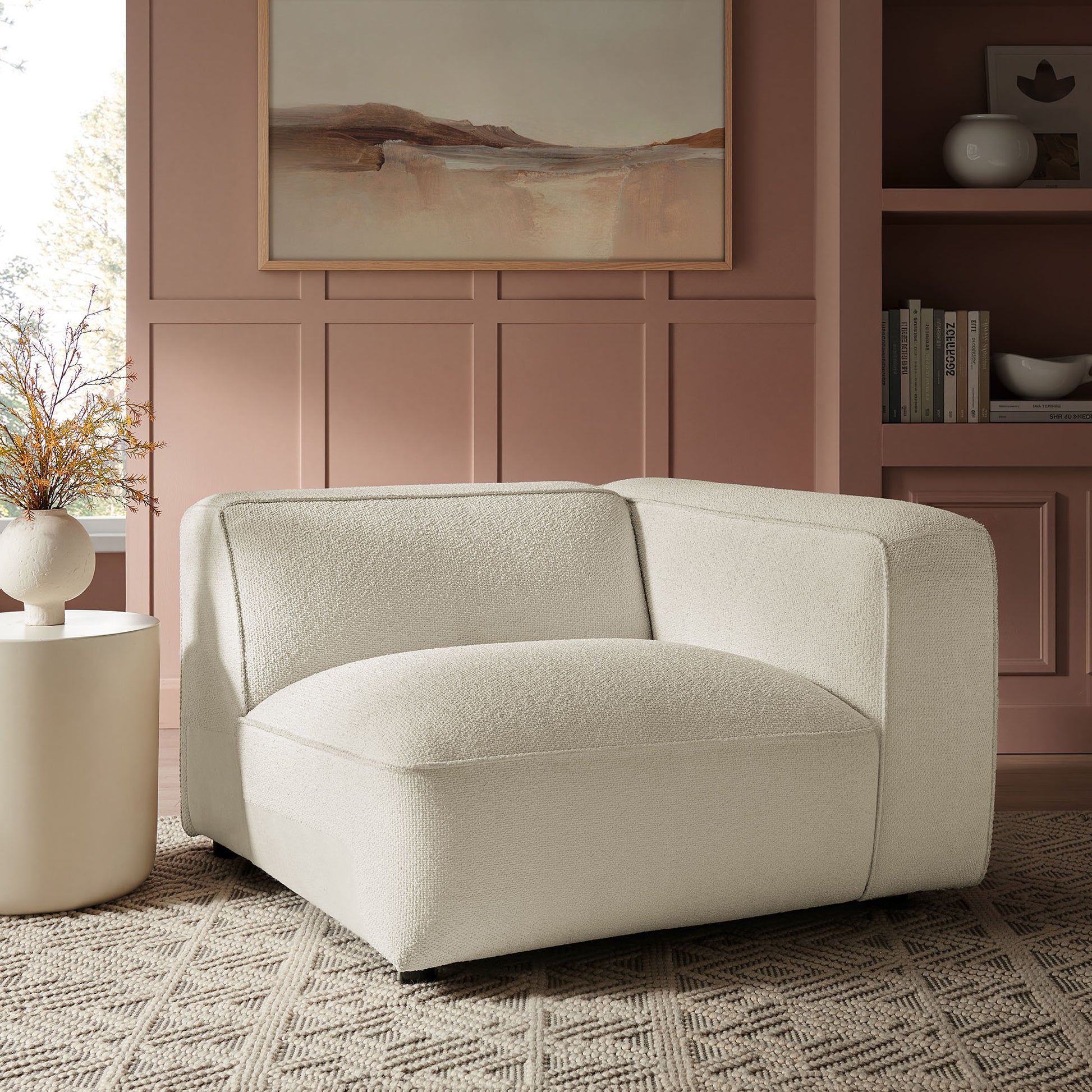 Auren Lattice Bouclé Upholstered Modular Right-Facing Arm Chair by Modway