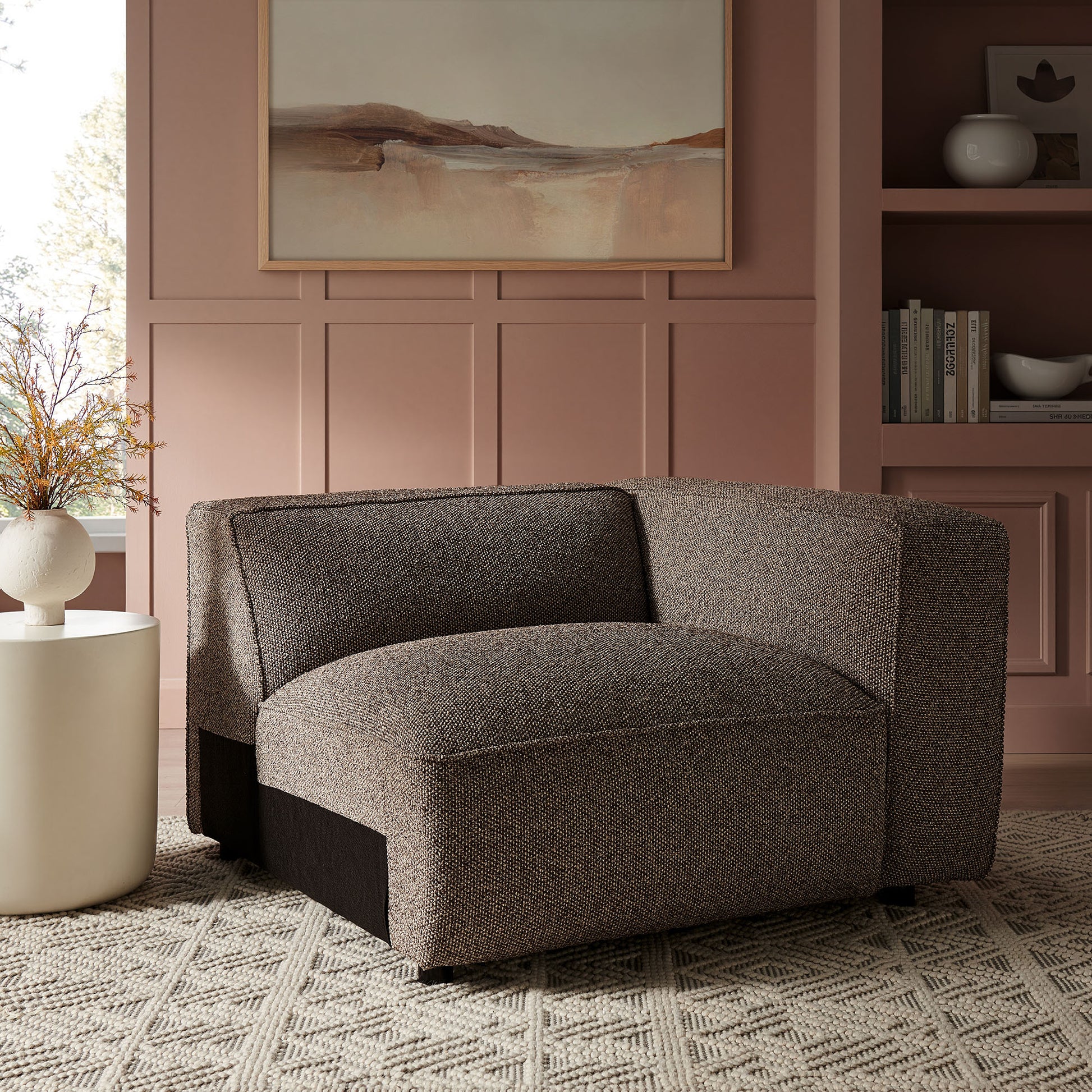 Auren Lattice Bouclé Upholstered Modular Right-Facing Arm Chair by Modway