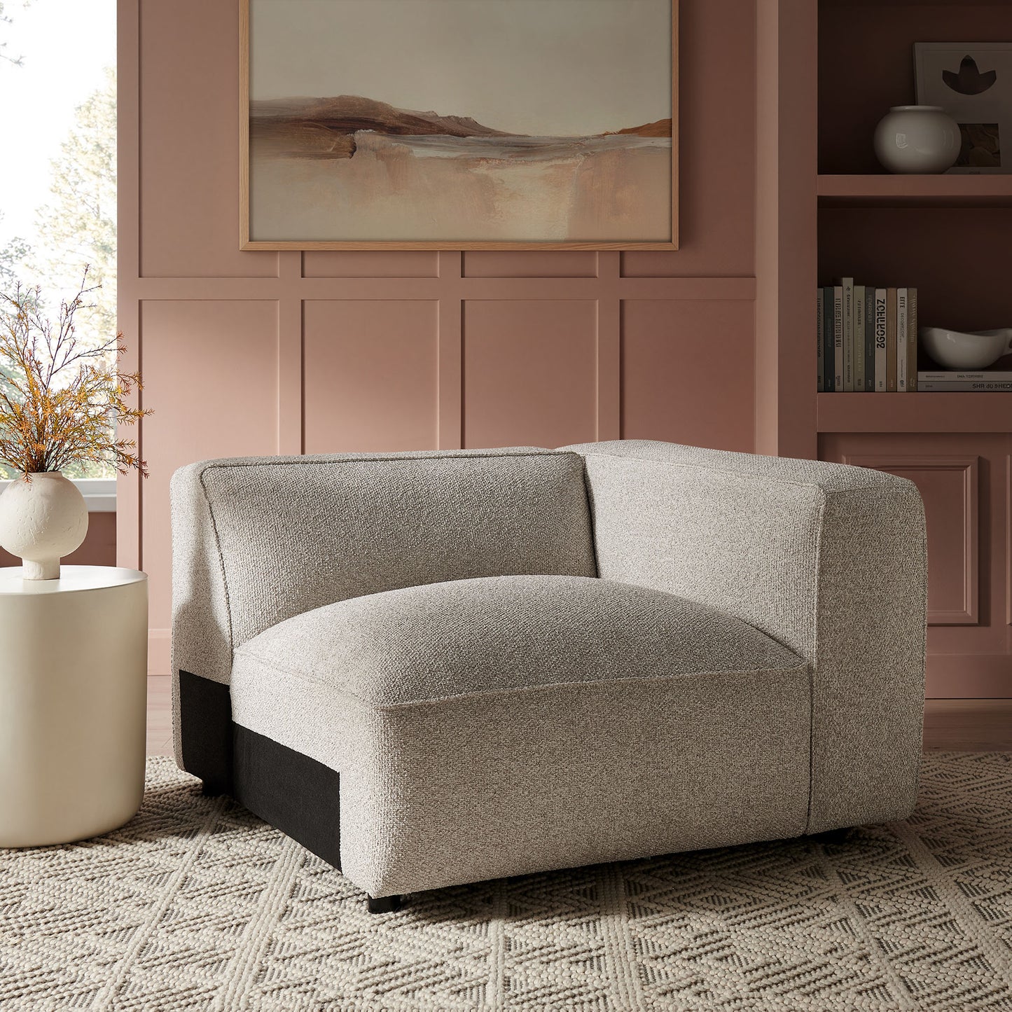 Auren Lattice Bouclé Upholstered Modular Right-Facing Arm Chair by Modway