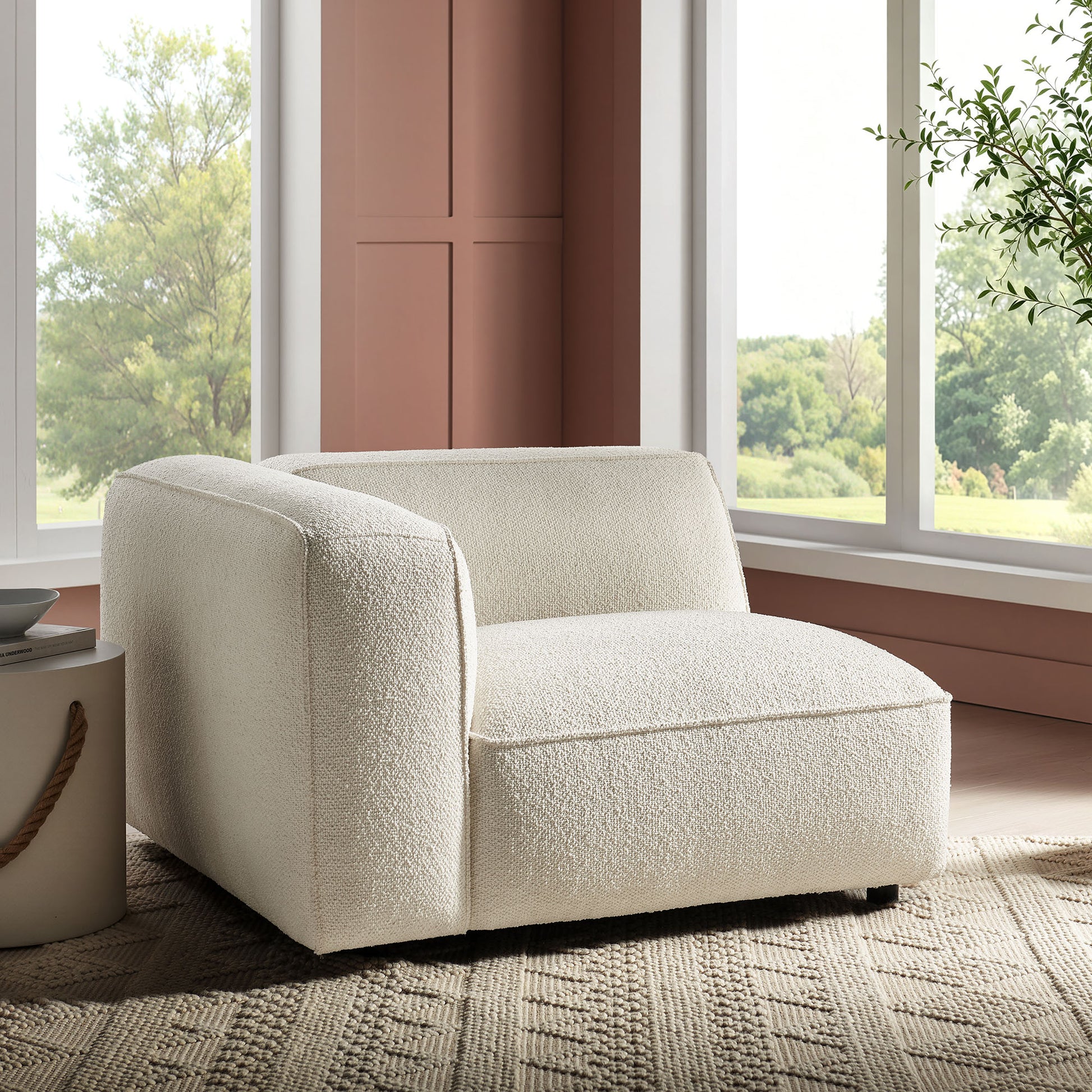 Auren Lattice Bouclé Upholstered Modular Left-Facing Arm Chair by Modway