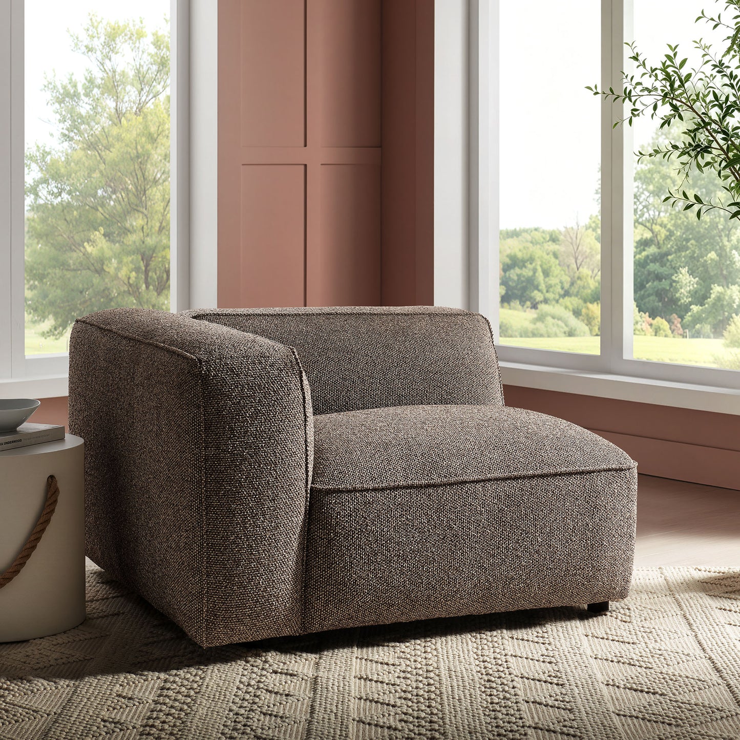 Auren Lattice Bouclé Upholstered Modular Left-Facing Arm Chair by Modway