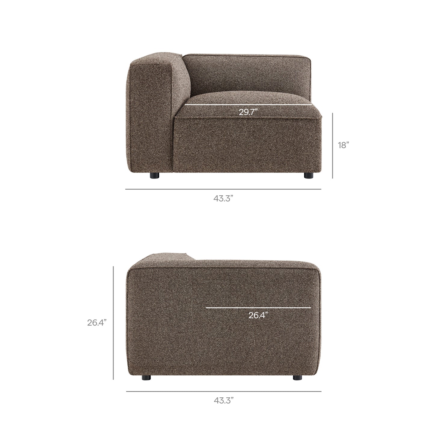 Auren Lattice Bouclé Upholstered Modular Left-Facing Arm Chair by Modway
