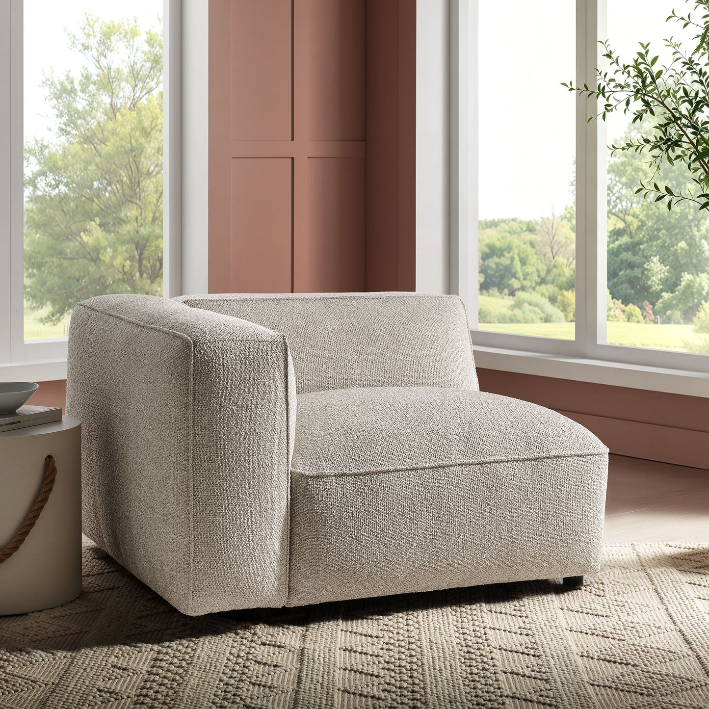 Auren Lattice Bouclé Upholstered Modular Left-Facing Arm Chair by Modway