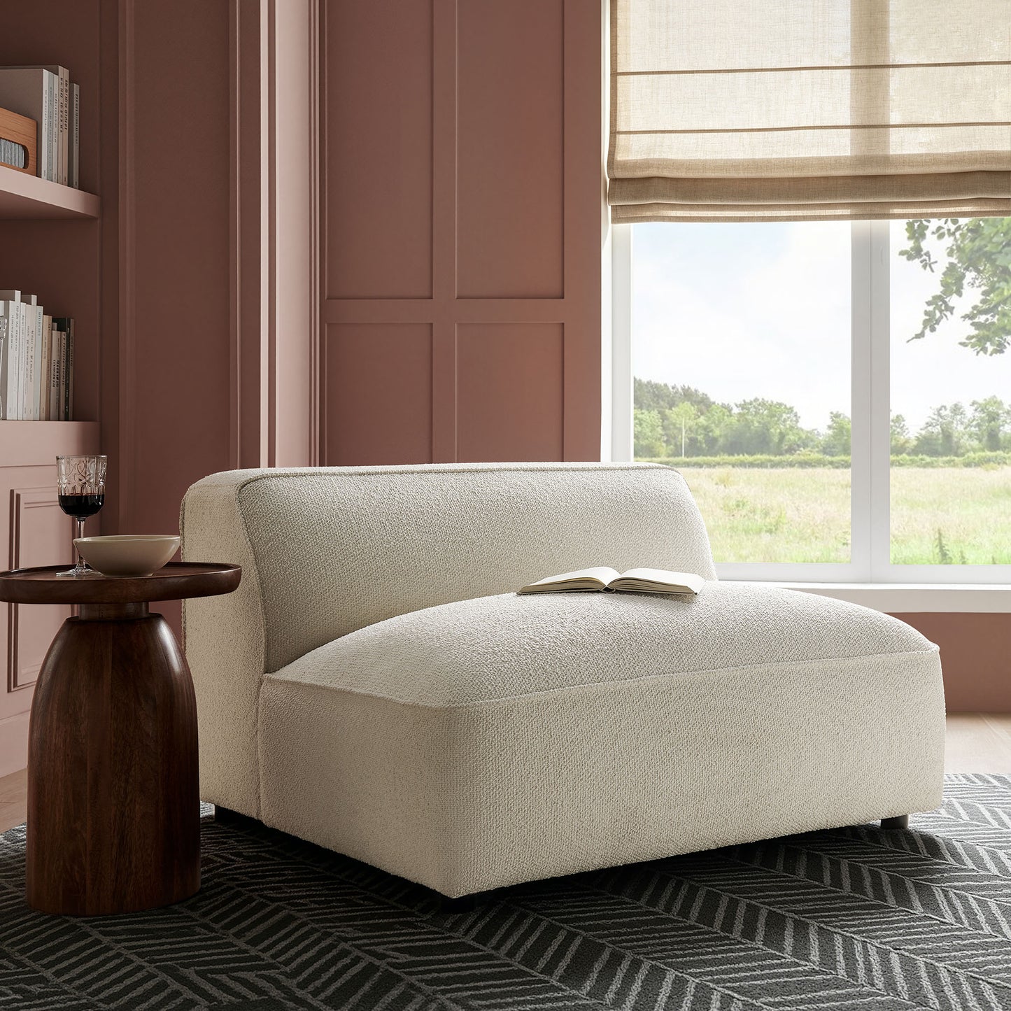 Auren Lattice Bouclé Upholstered Modular Armless Chair by Modway
