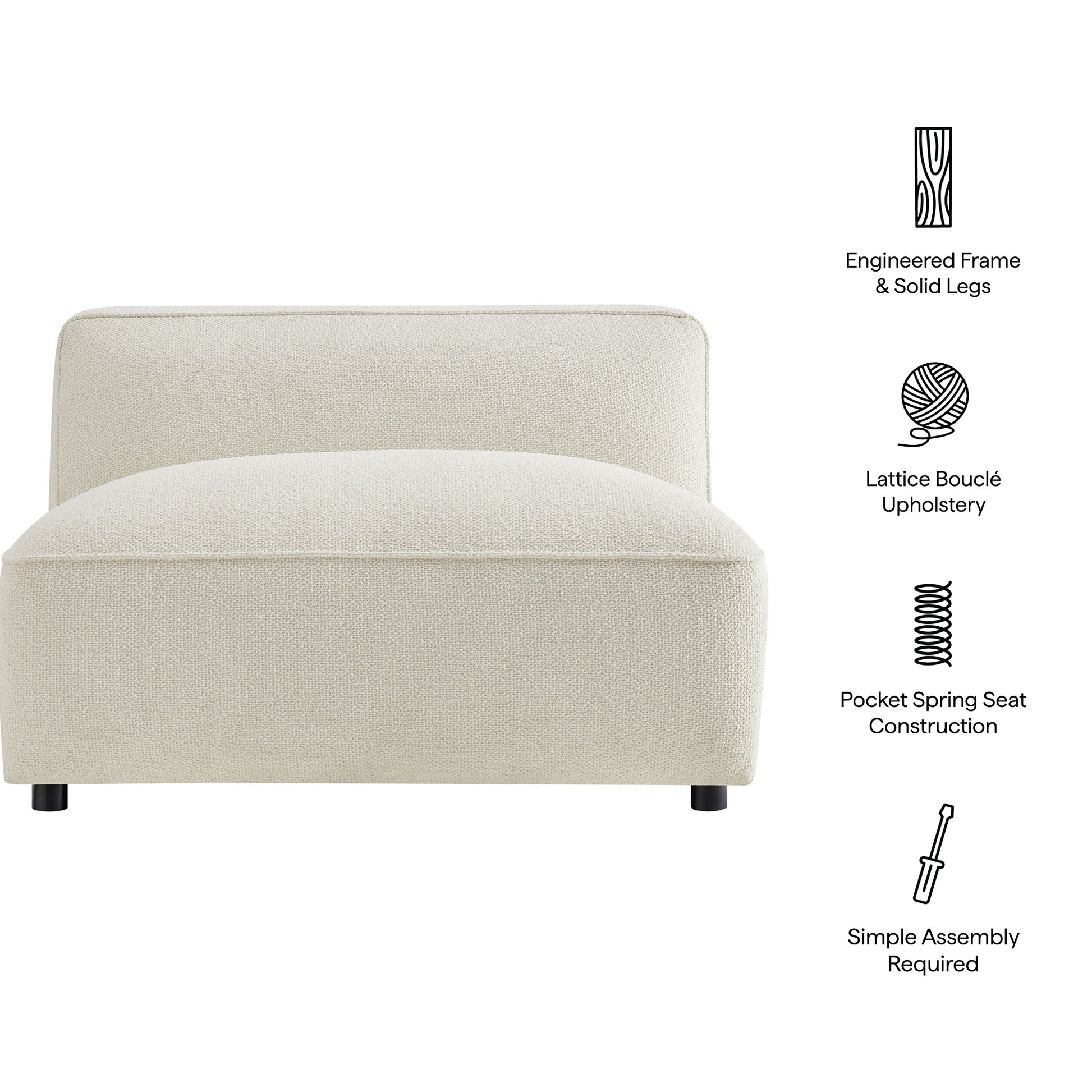 Auren Lattice Bouclé Upholstered Modular Armless Chair by Modway