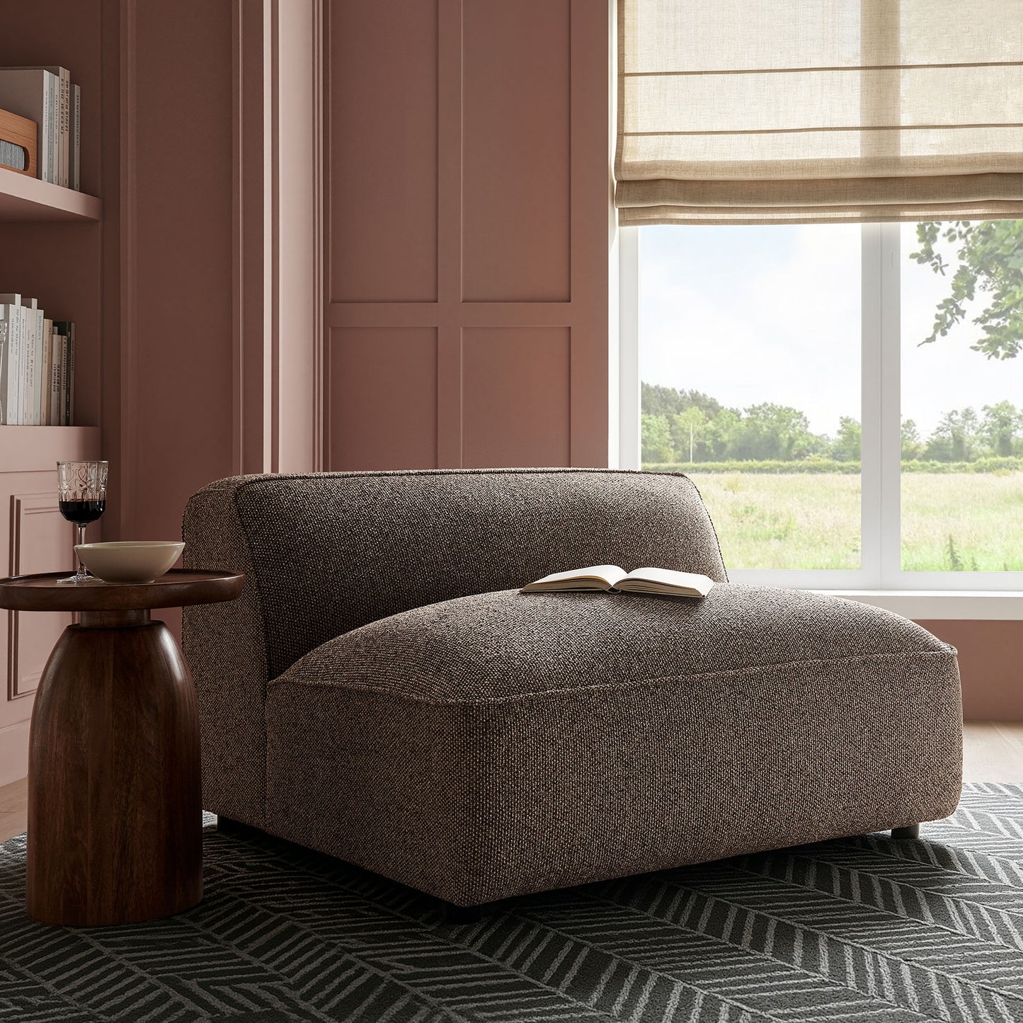Auren Lattice Bouclé Upholstered Modular Armless Chair by Modway