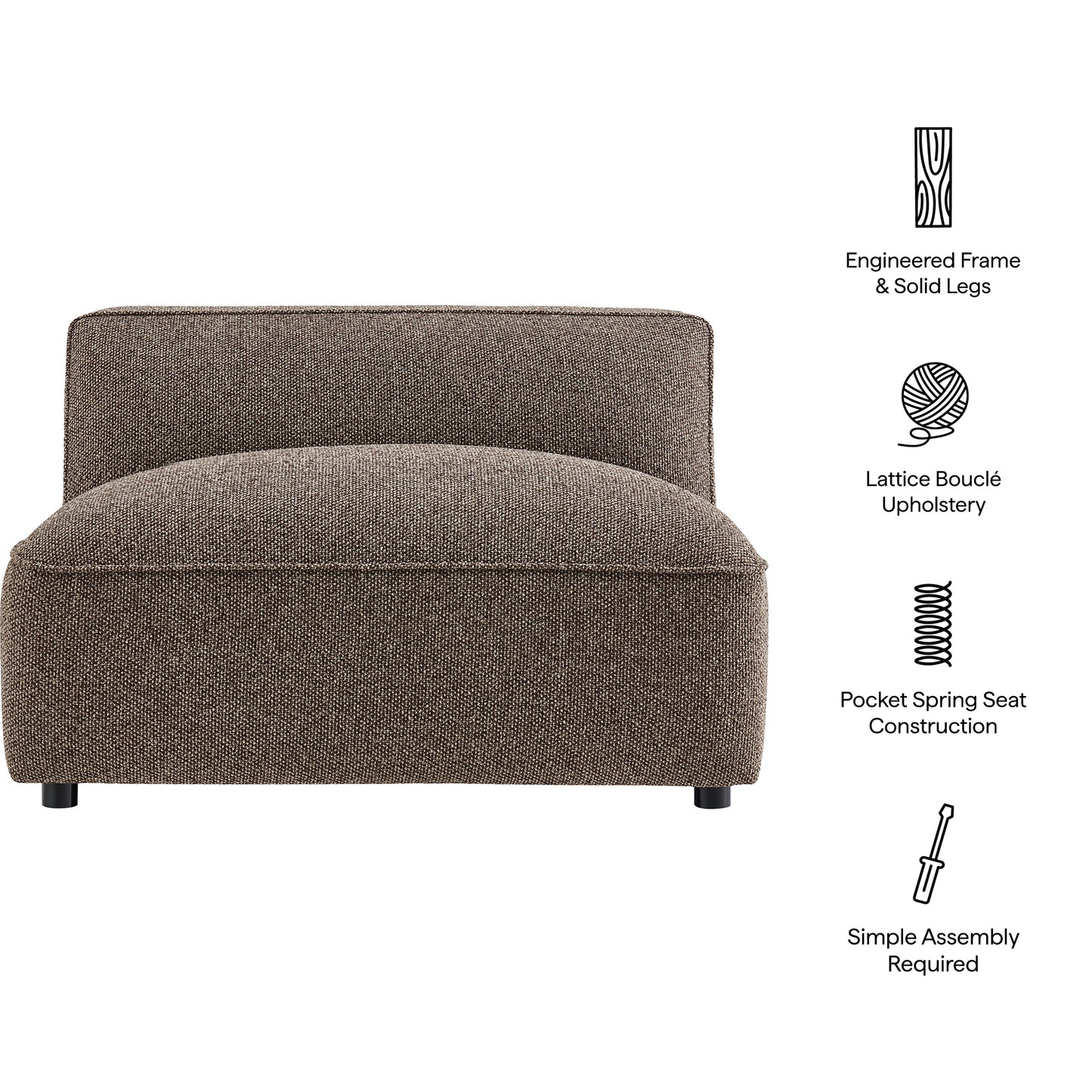 Auren Lattice Bouclé Upholstered Modular Armless Chair by Modway