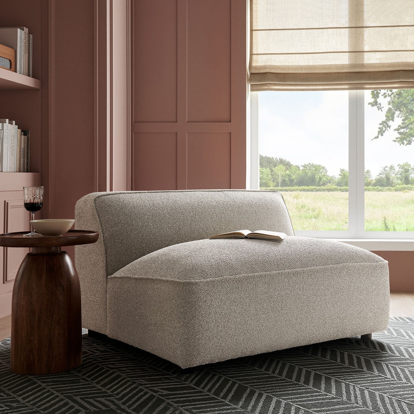 Auren Lattice Bouclé Upholstered Modular Armless Chair by Modway