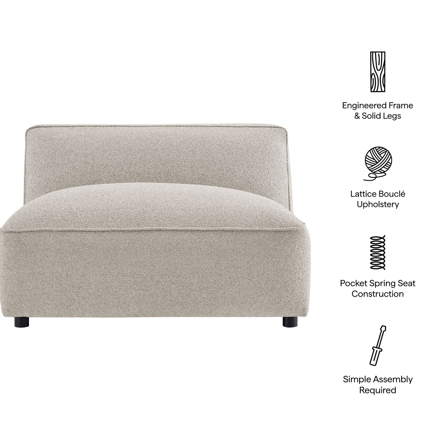 Auren Lattice Bouclé Upholstered Modular Armless Chair by Modway