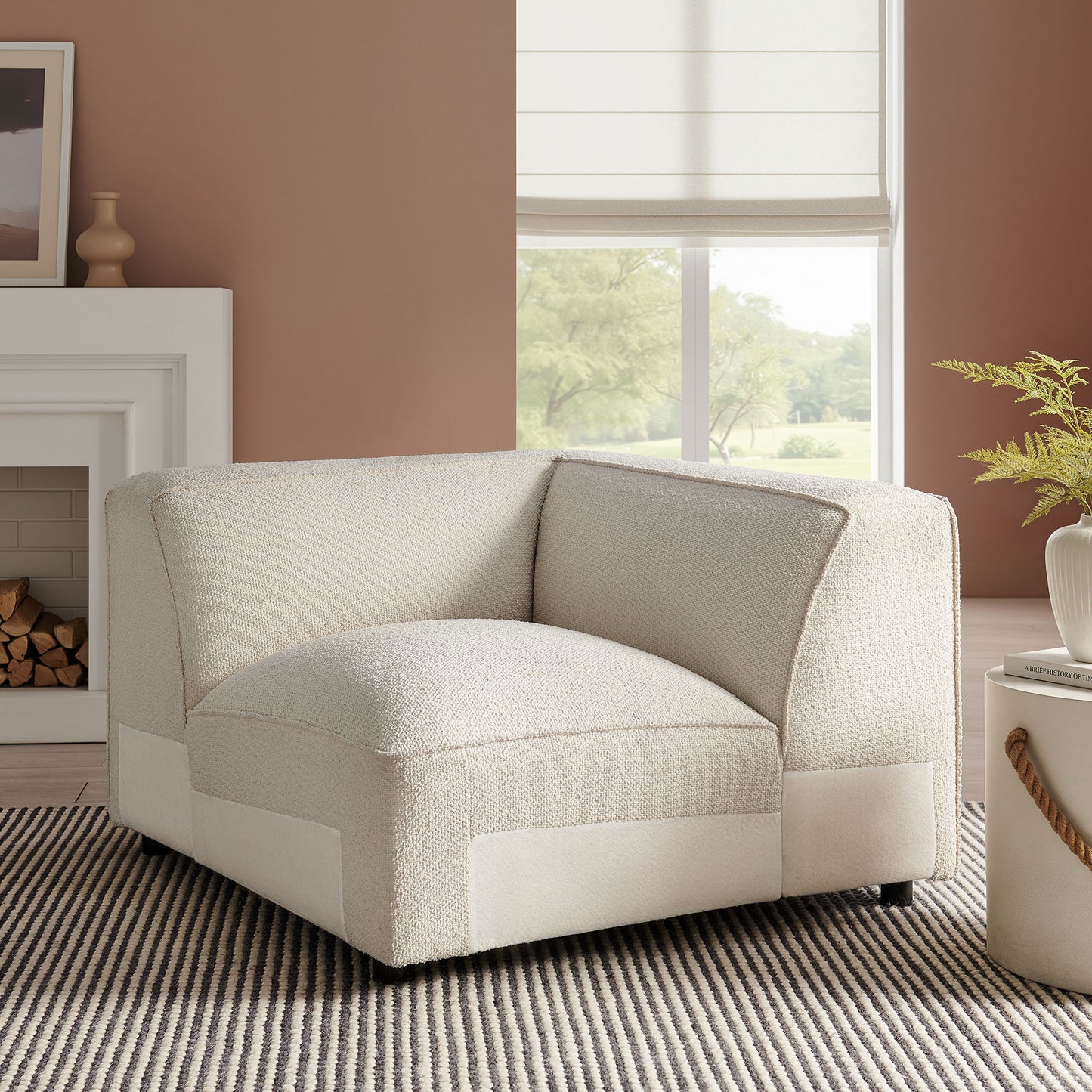 Auren Lattice Bouclé Upholstered Modular Corner Chair by Modway