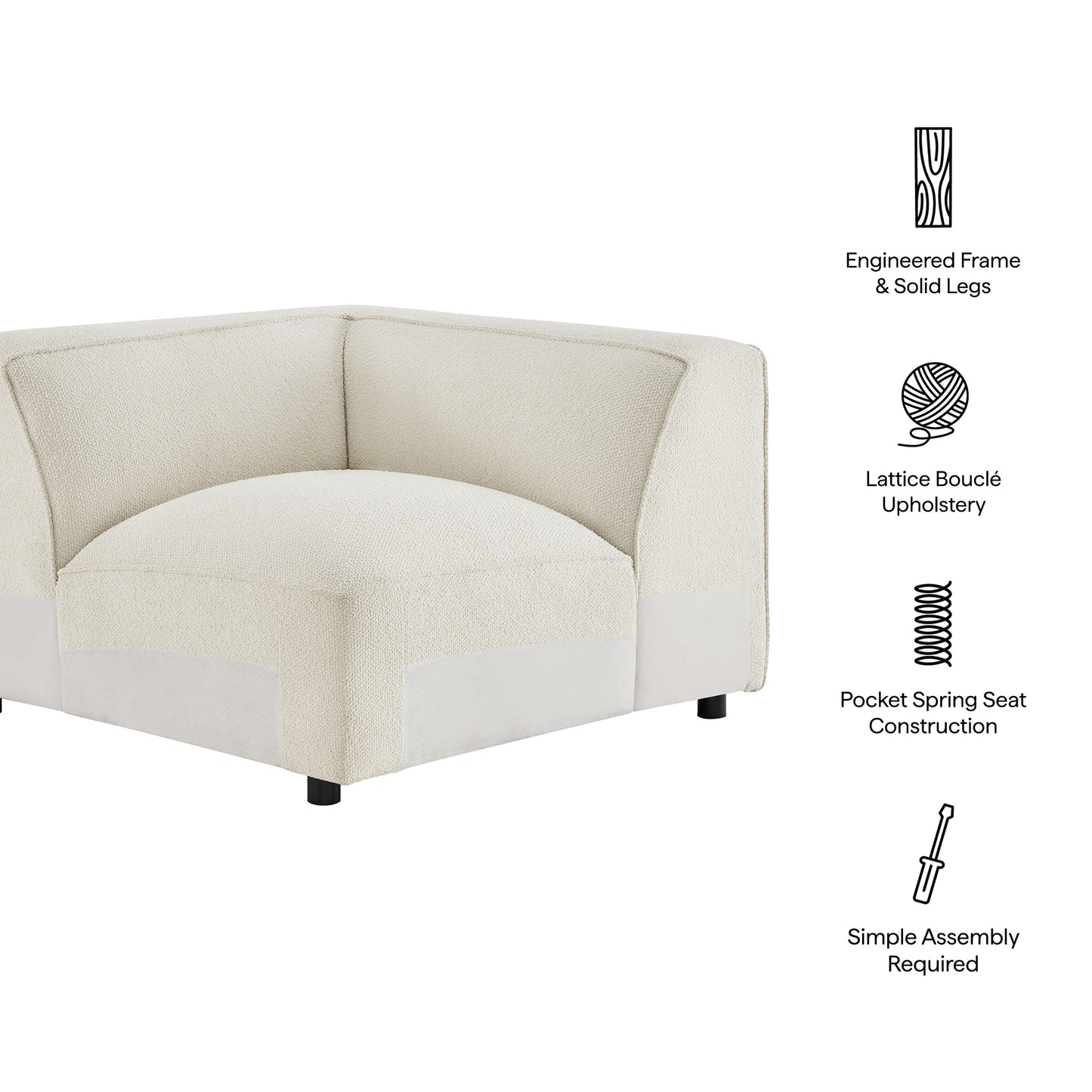 Auren Lattice Bouclé Upholstered Modular Corner Chair by Modway