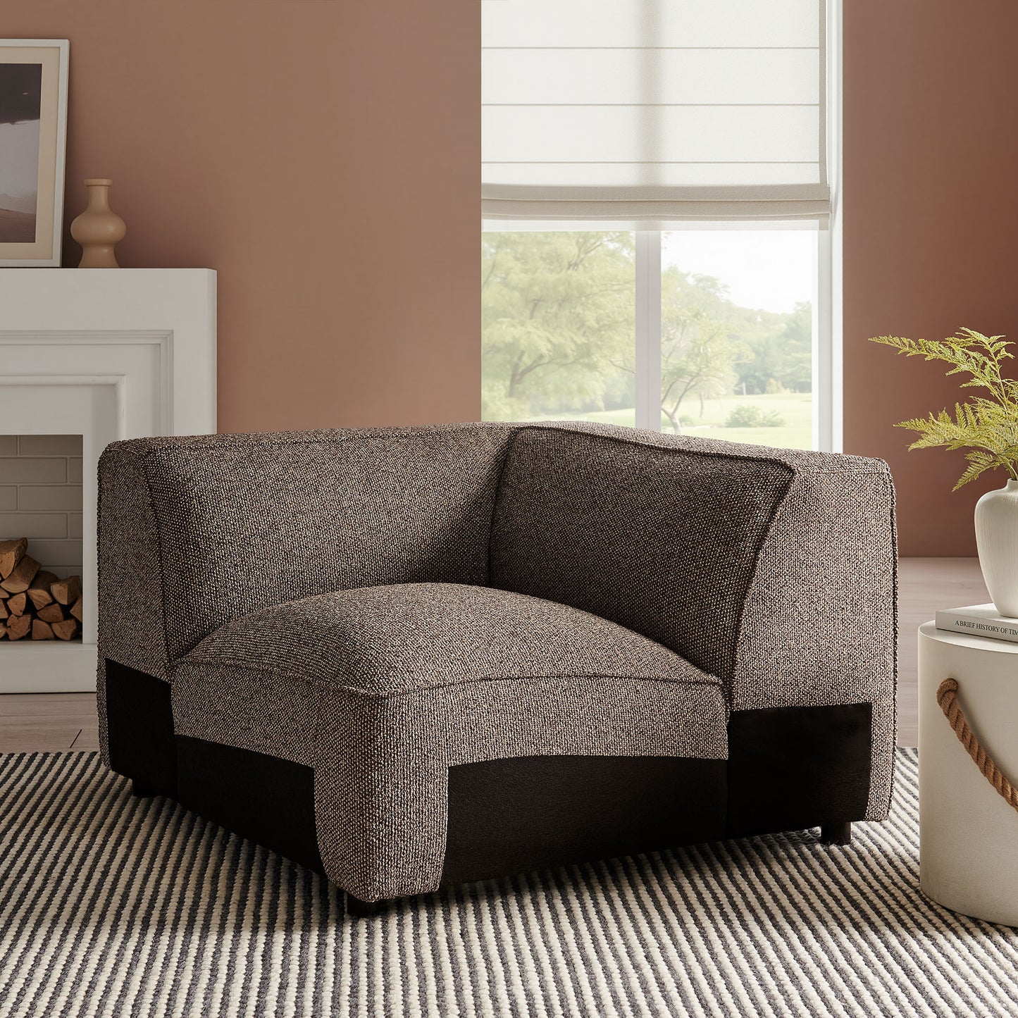 Auren Lattice Bouclé Upholstered Modular Corner Chair by Modway