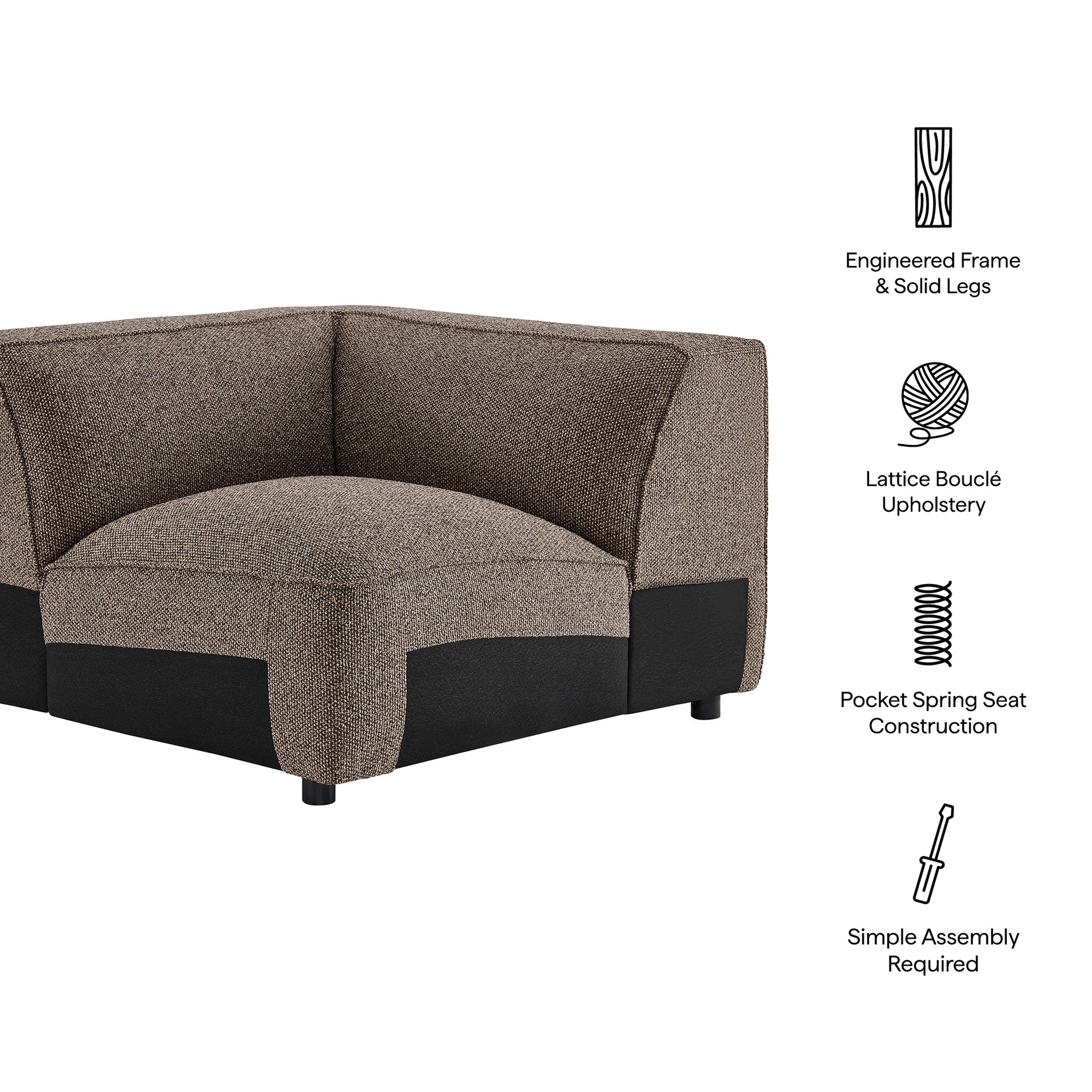 Auren Lattice Bouclé Upholstered Modular Corner Chair by Modway